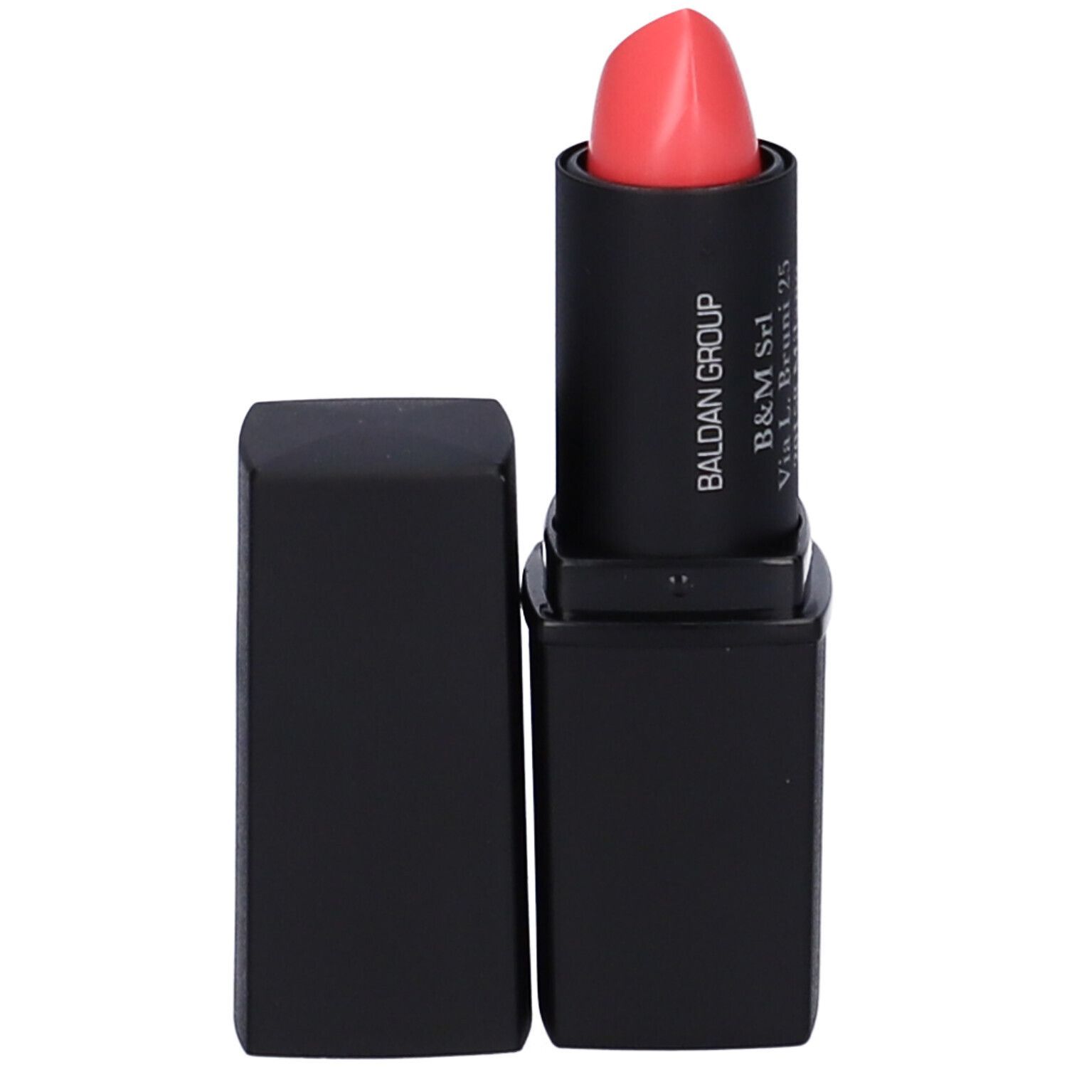 Rossetto nero con punta rosa. Sul rossetto c'è scritto Baldan Group e B&M Srl.