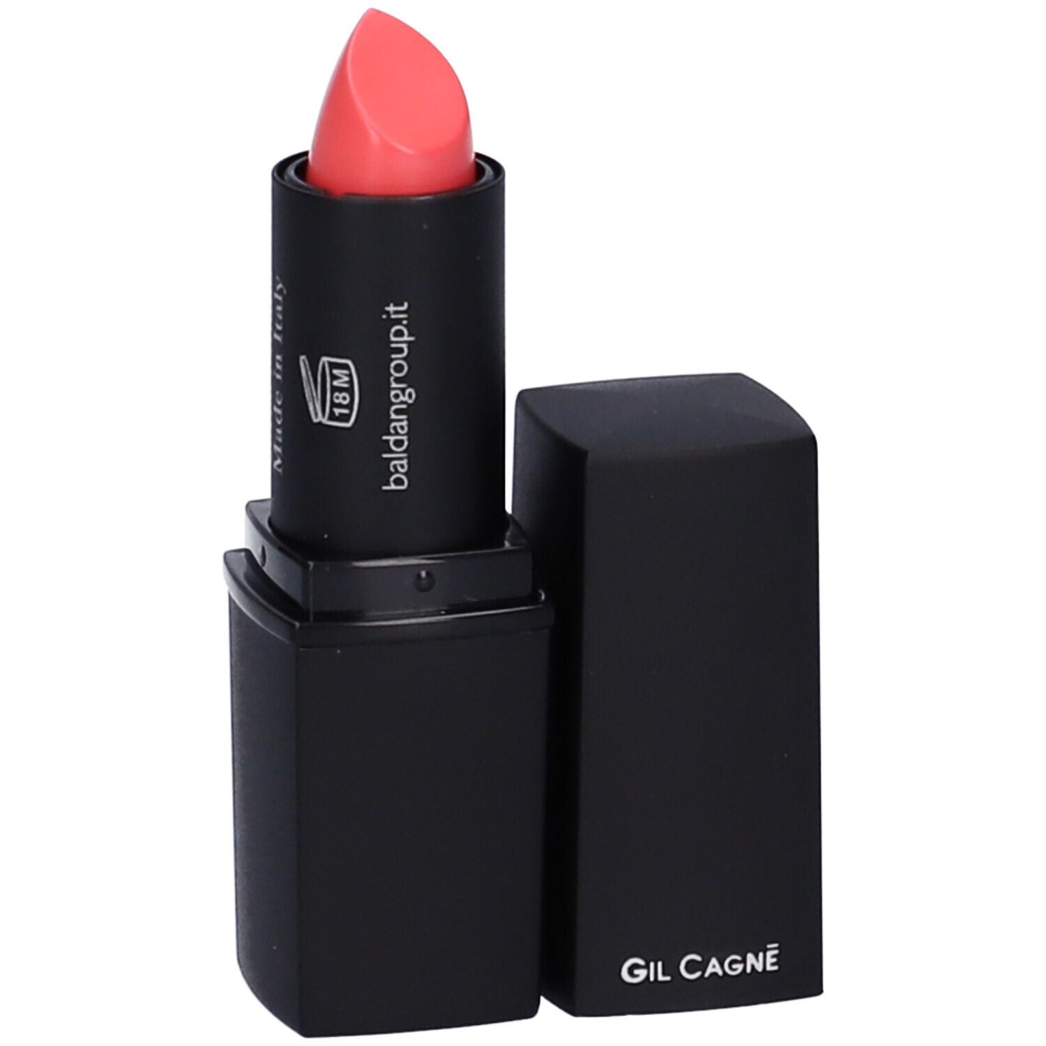 Rossetto nero con punta rosa. Sul rossetto c'è scritto baldangroup.it e Gil Cagné.