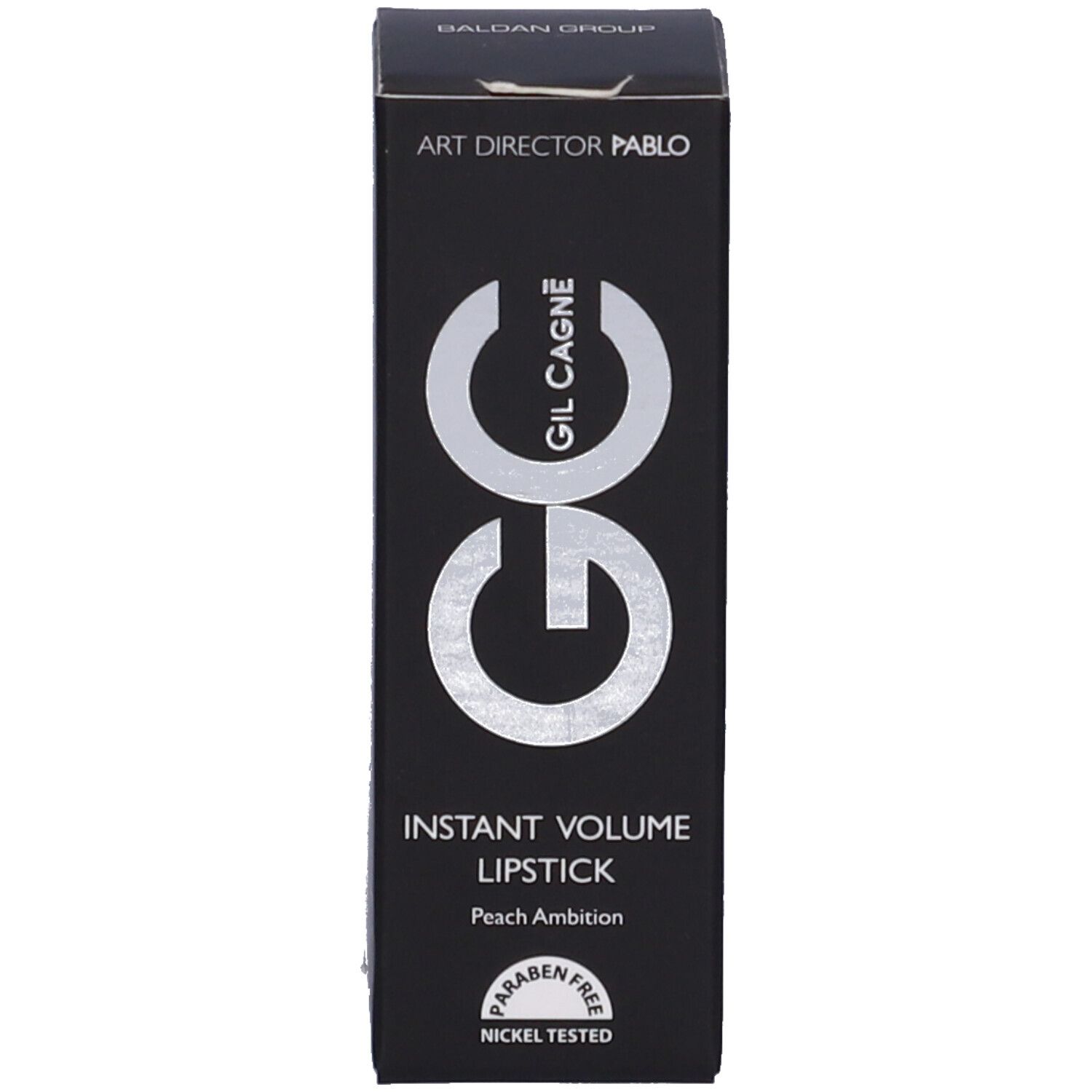 Confezione nera con scritta bianca GC, Instant Volume Lipstick. Senza parabeni e testato al nichel.