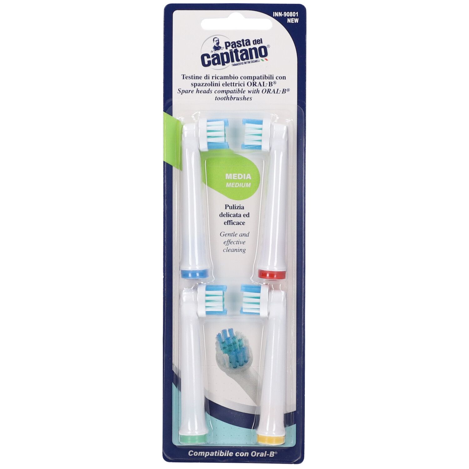 Pasta Del Capitano Testine Di Ricambio Compatibili Con Spazzolini Elettrici Oral-B Setole Regolari Setola Media