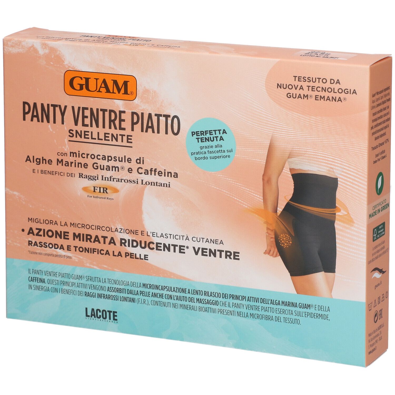 Confezione GUAM® Panty Ventre Piatto Snellente XS/S. Illustrazione del prodotto indossato.
