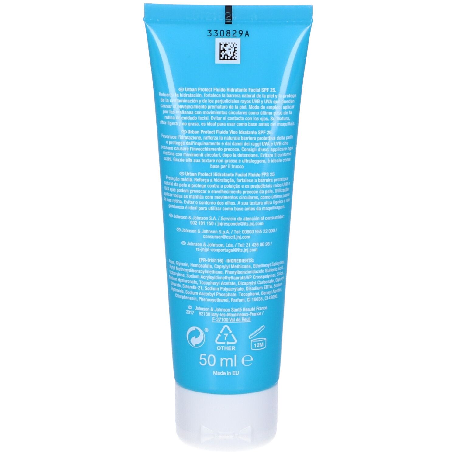 Retro del tubo Neutrogena Hydro Boost Urban Protect Fluido. Testo e informazioni.