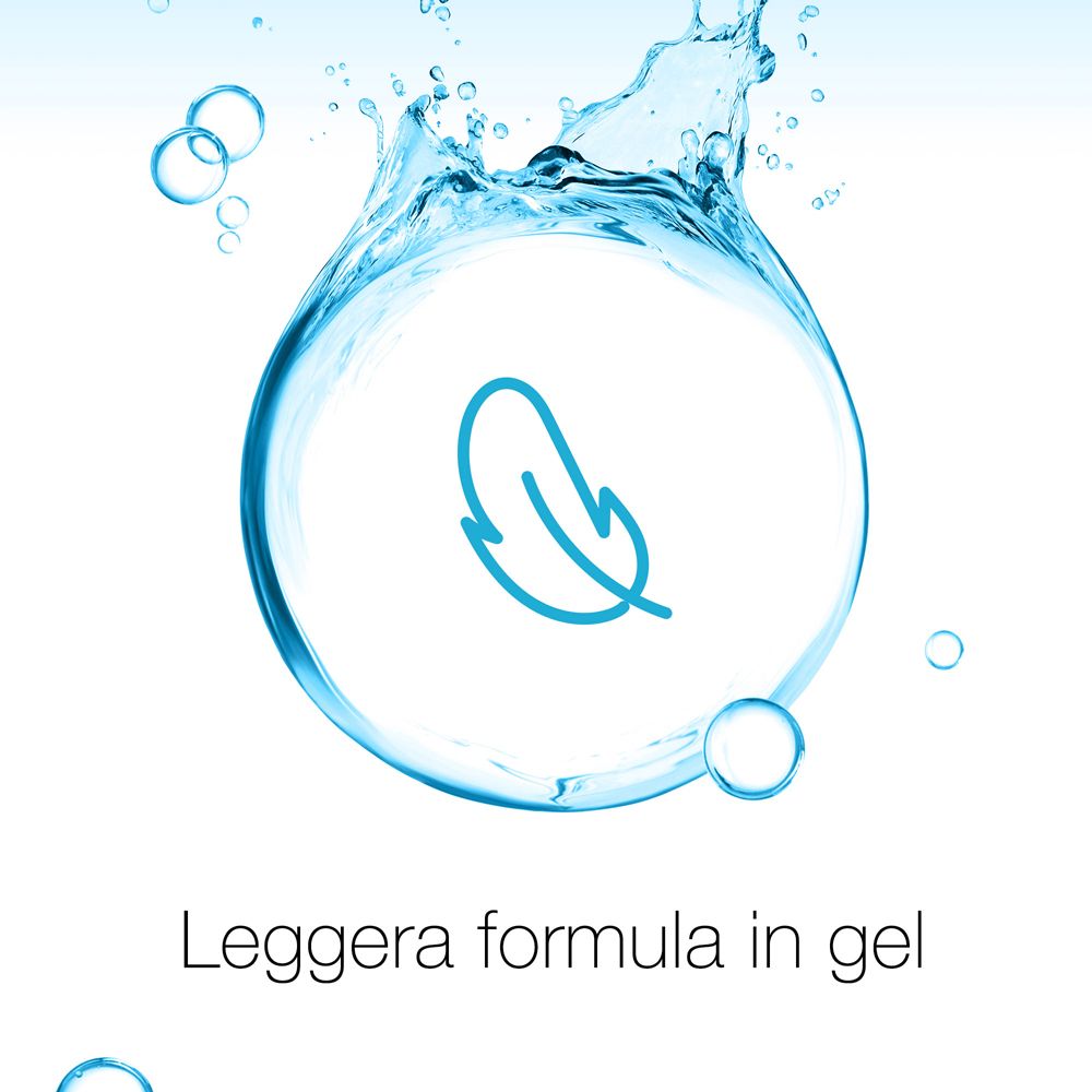 Simbolo: piuma. Testo: Leggera formula in gel.
