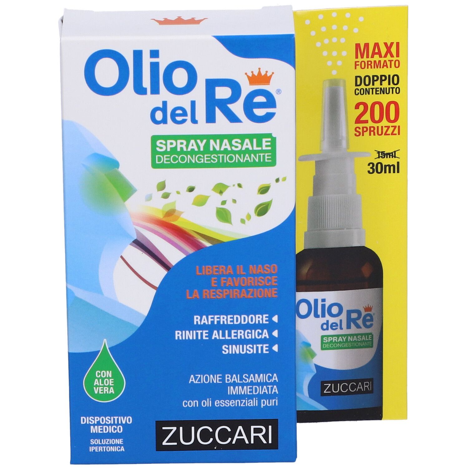 Olio del Re Spray Nasale Decongestionante. 30ml, 200 Sprühstöße. Medizinprodukt.