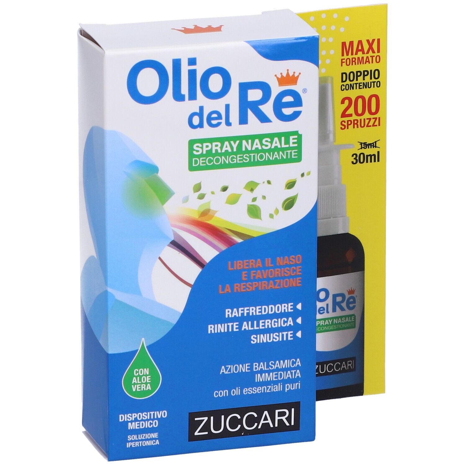 Olio del Re Spray Nasale Decongestionante. 30ml, 200 Sprühstöße. Medizinprodukt.