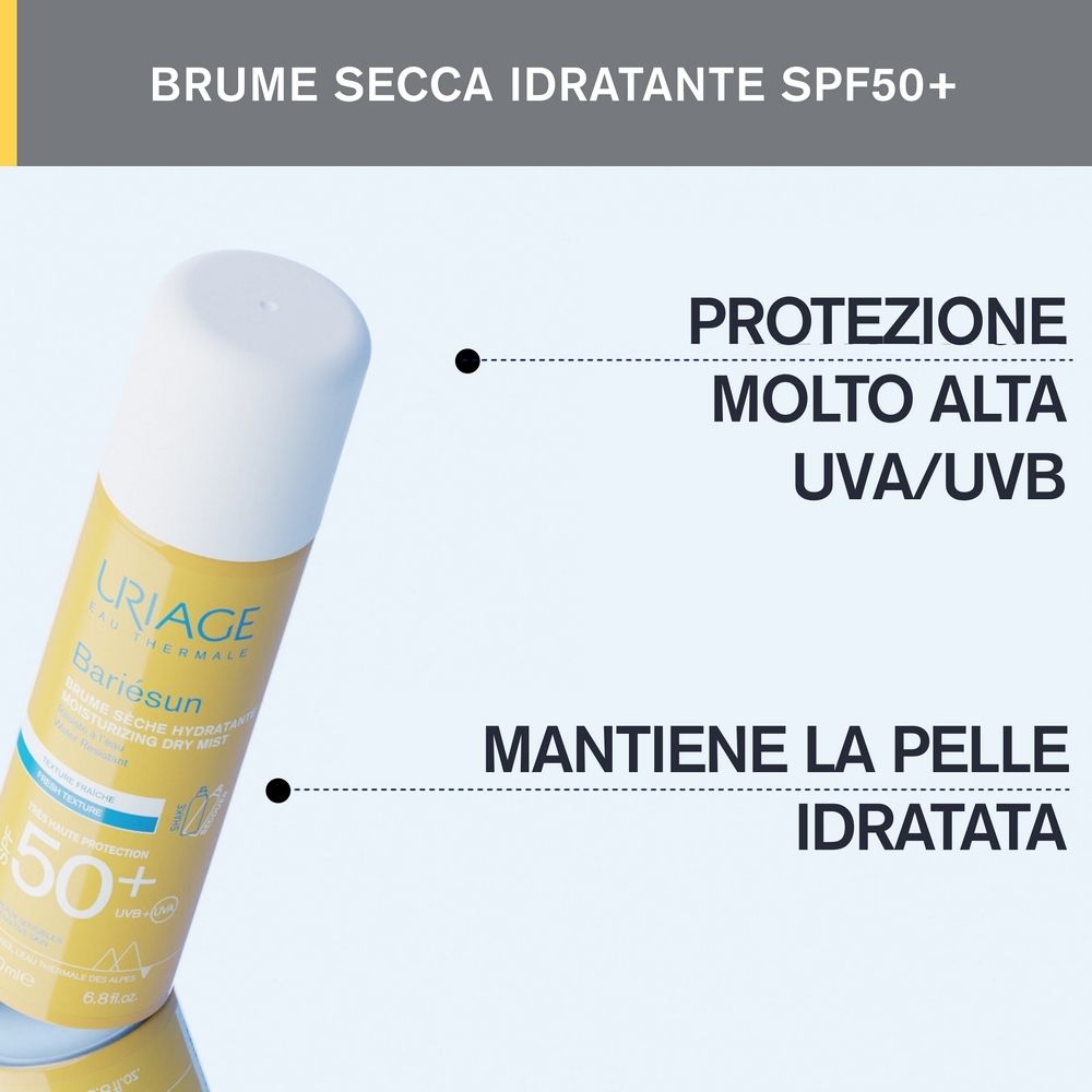 Testo: Protezione UVA/UVB molto alta. Mantiene la pelle idratata. Prodotto.