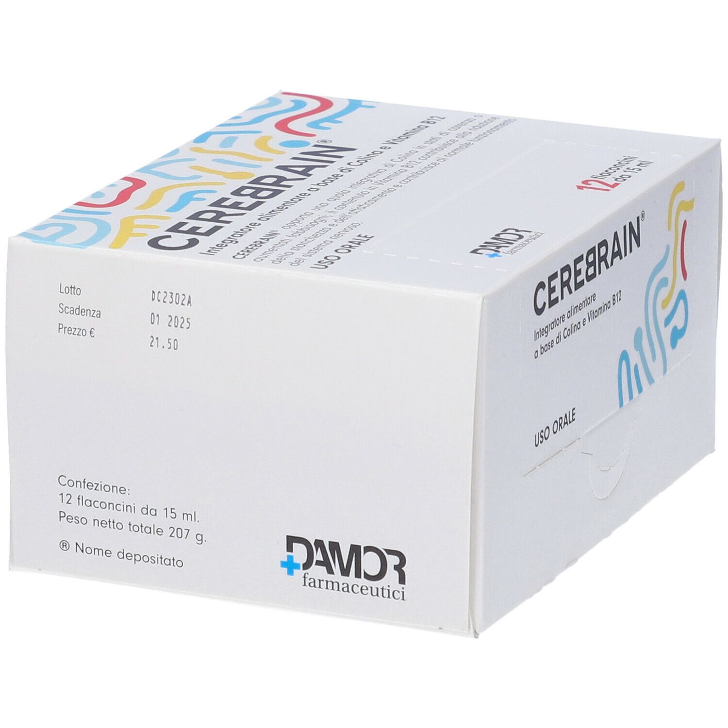 Scatola CEREBRAIN® Flaconcini. Logo e nome prodotto visibili. 12 flaconcini.
