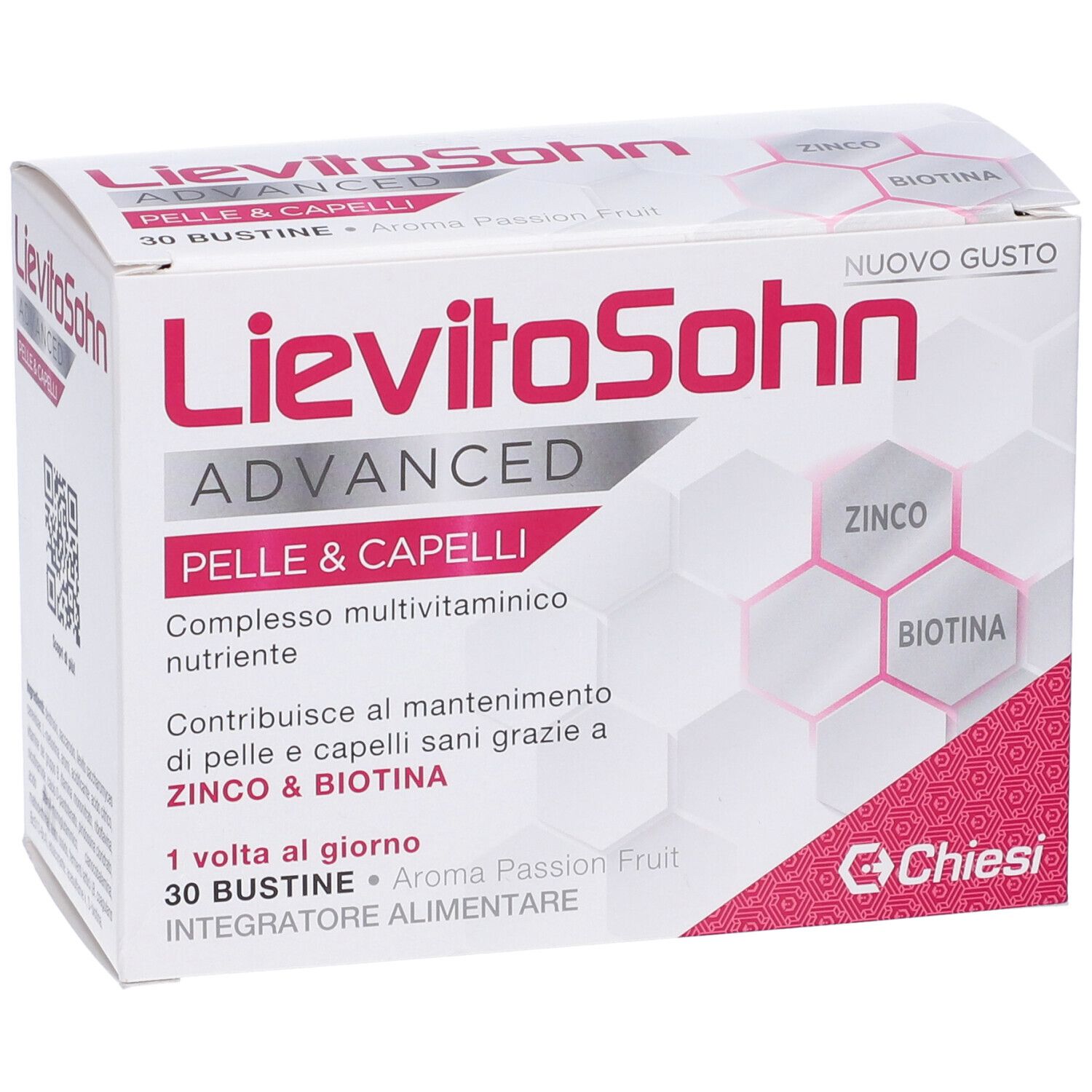 Confezione del prodotto con nome e scritta 'ADVANCED PELLE & CAPELLI'. Contiene 30 bustine. Marchio Chiesi.