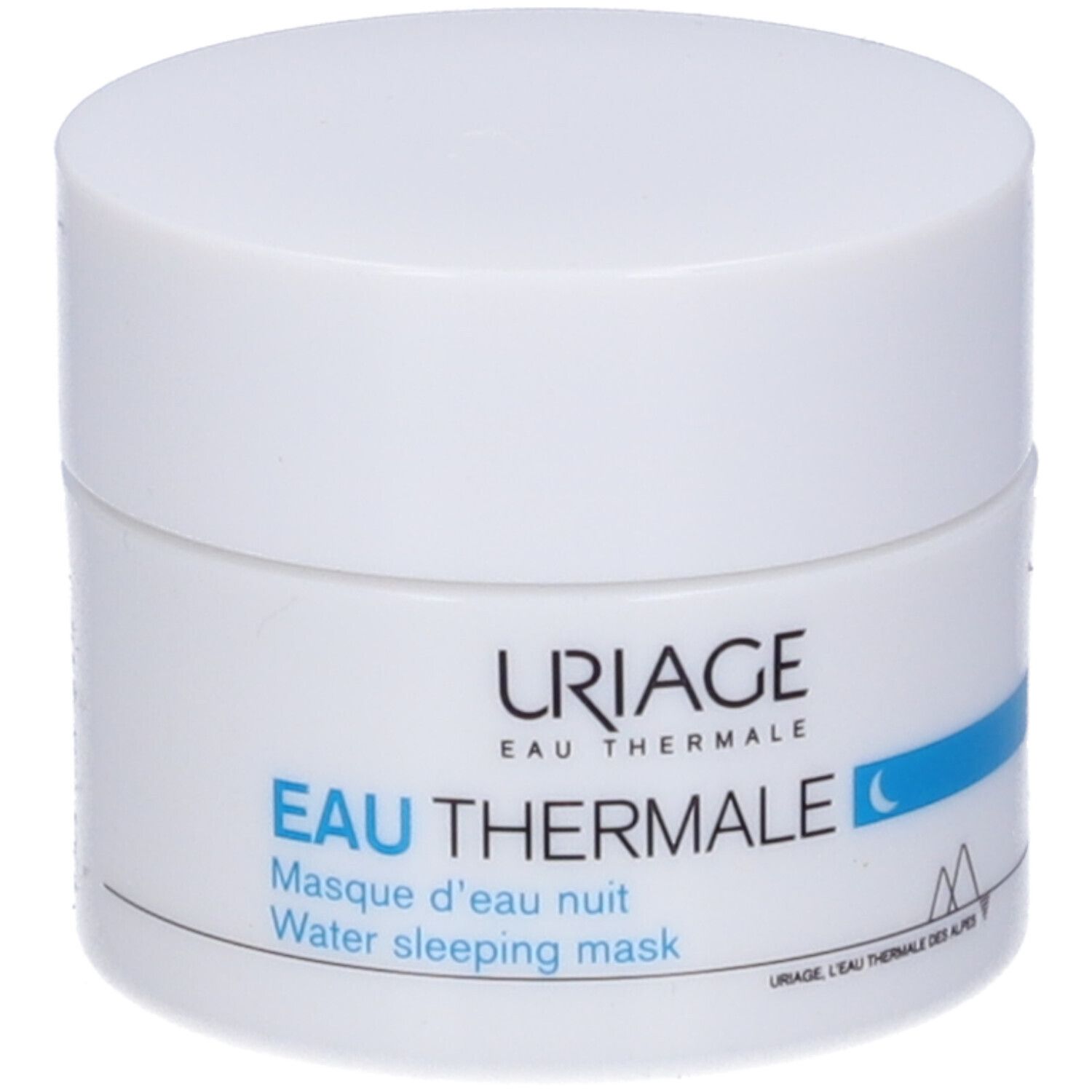 Confezione del prodotto. Vasetto bianco e scatola. Scritta: URIAGE, Eau Thermale, Maschera notte.
