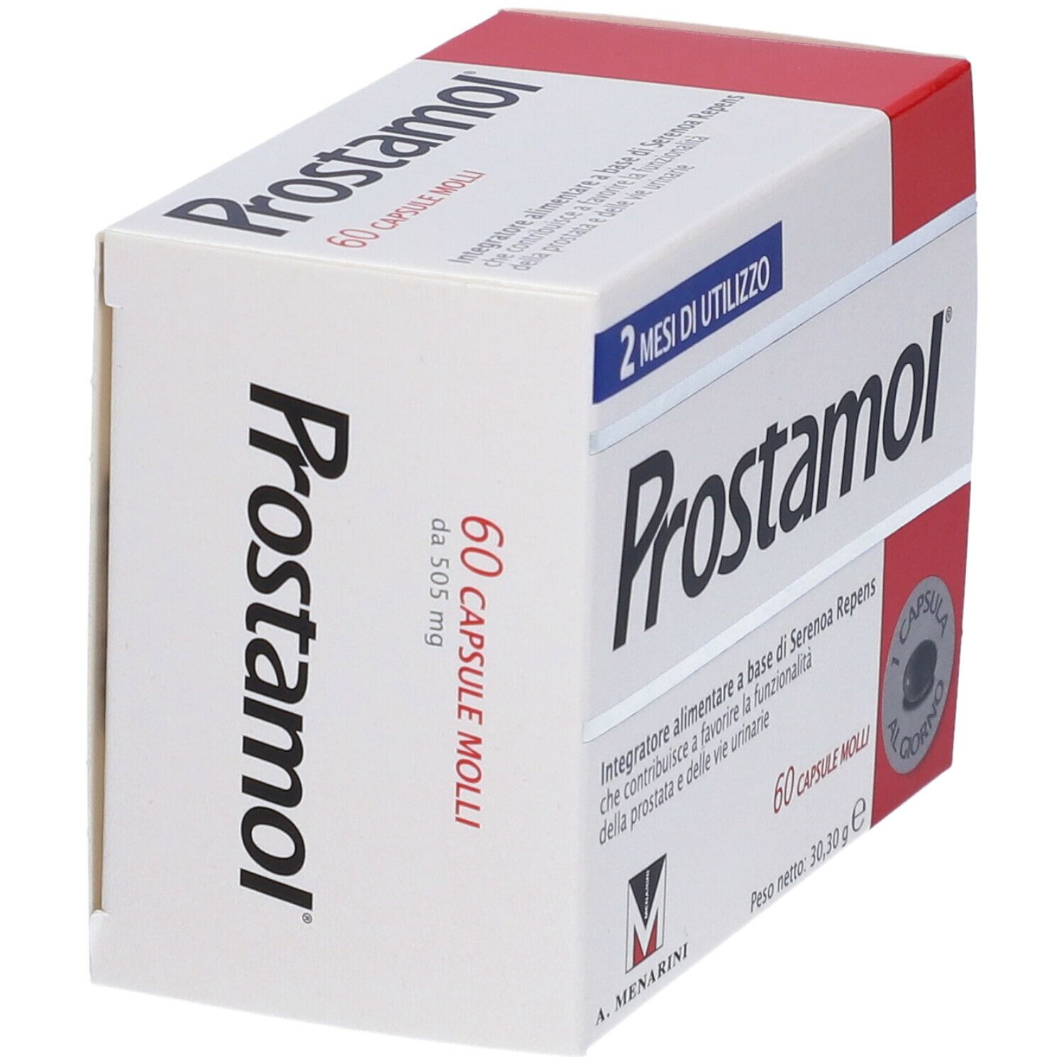 Confezione di Prostamol. 60 capsule. Integratore per prostata e vie urinarie. 2 mesi.