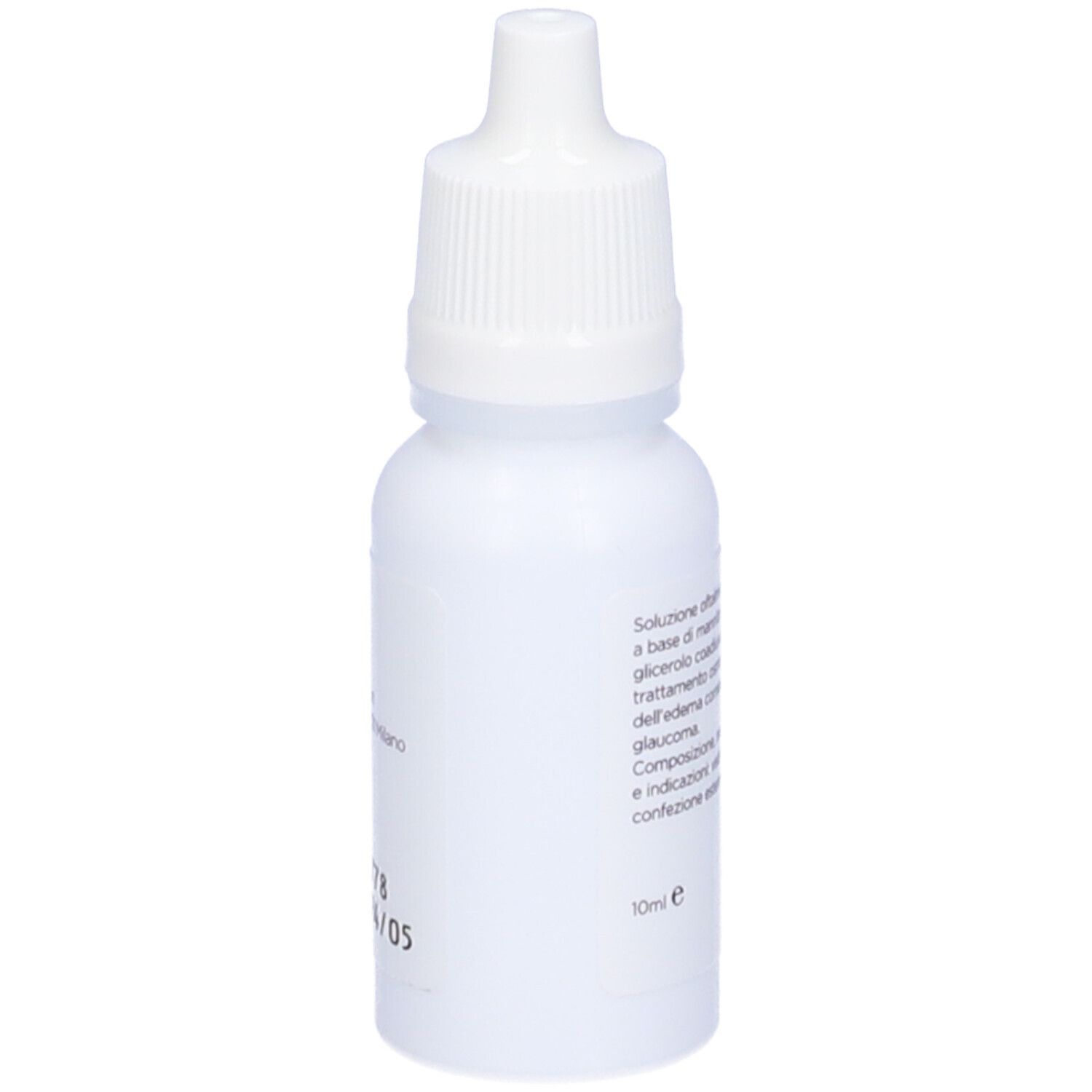 Flacone bianco con contagocce. Testo: Soluzione oftalmica, a base di glicerolo. 10ml.