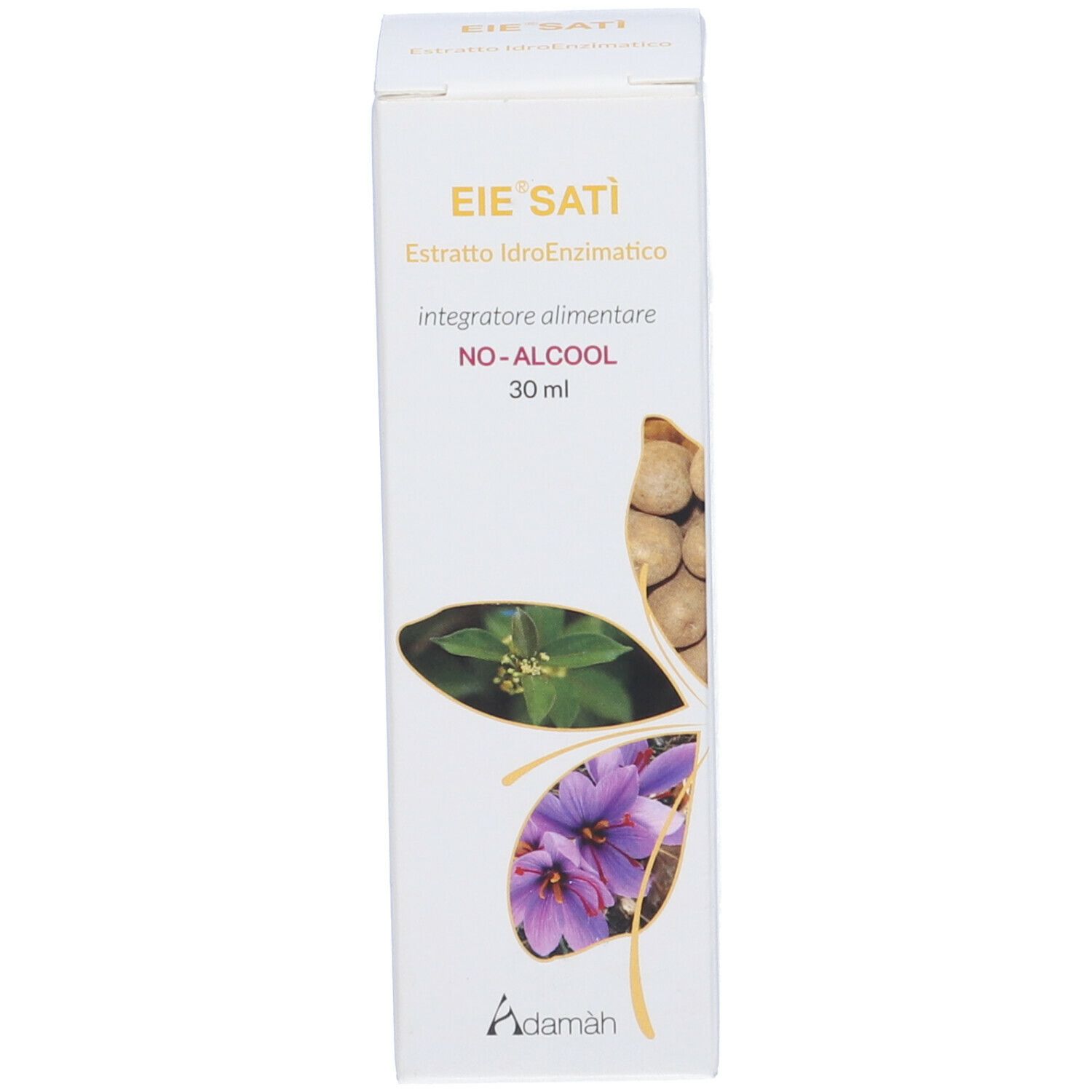 Confezione del prodotto. Scritta: EIE Sati, no-alcool, 30 ml.