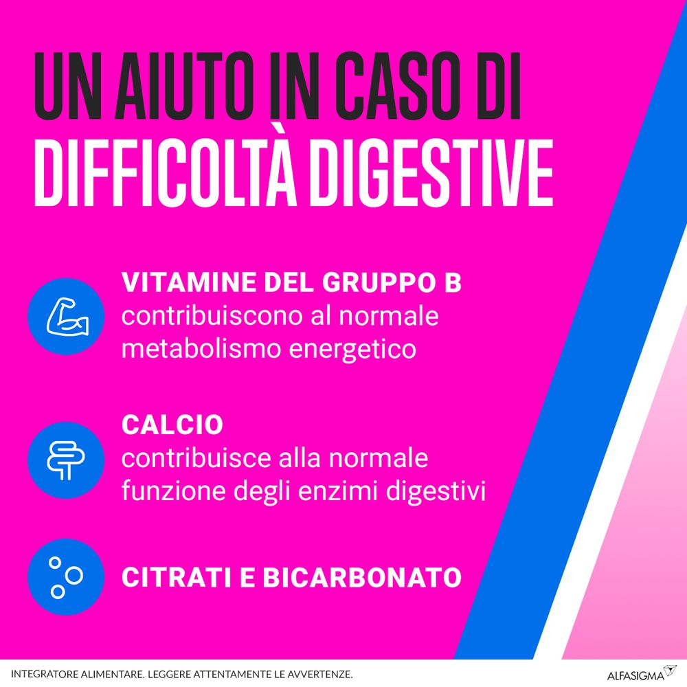 Infografik mit Informationen zu Biochetasi Pocket. Text: Vitamin B, Calcium, Citrate und Bicarbonat.