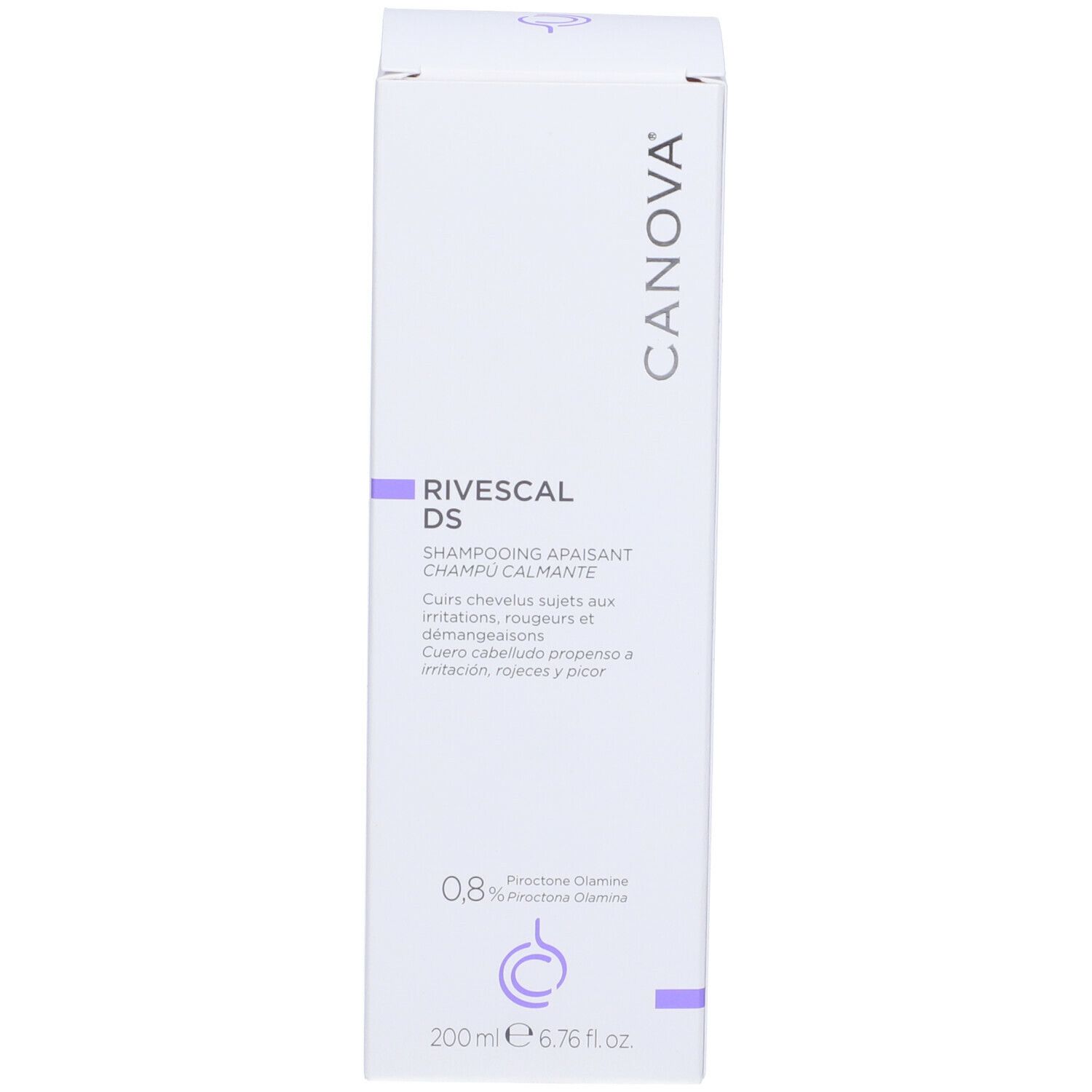 Scatola CANOVA RIVESCAL DS Shampoo. Confezione con testo e nome del prodotto.
