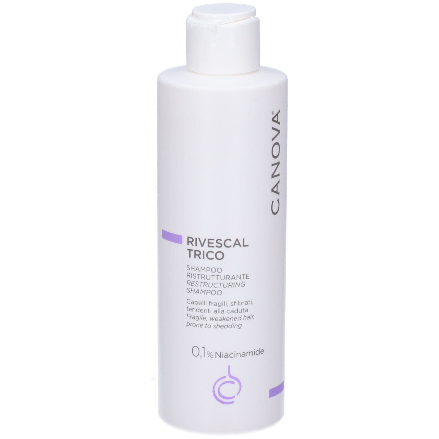 Flacone bianco con nome e logo del prodotto. Contiene 0,1% di niacinamide. Flacone con tappo a ribalta.