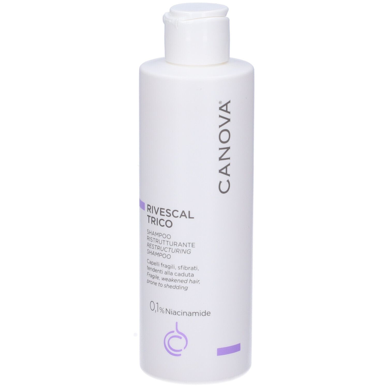Flacone bianco con nome e logo del prodotto. Contiene 0,1% di niacinamide. Flacone con tappo a ribalta.