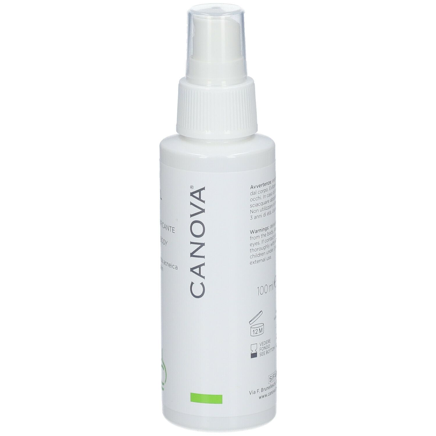 Spray CANOVA SALIPIL, primo piano. Flacone bianco con vaporizzatore. Scritta: CANOVA, SALIPIL, 100 ml.