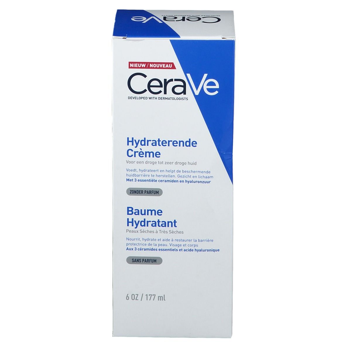 Retro della confezione. Testo: CeraVe, Moisturising Cream. Ingredienti, informazioni, simboli.