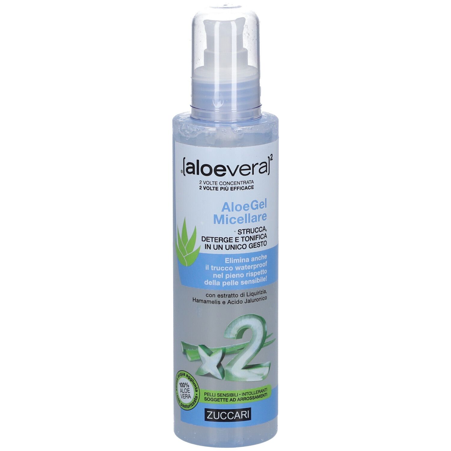 Flasche mit Aloe Vera Micellar Aloe Gel, Pumpspender, 2x konzentriert.