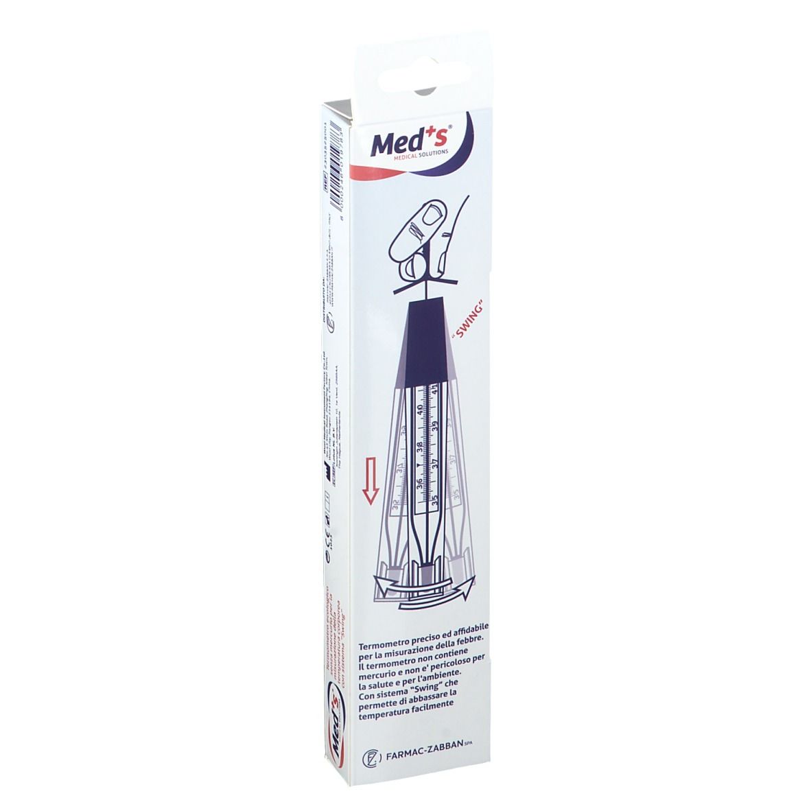 Med's Thermometer im Karton.