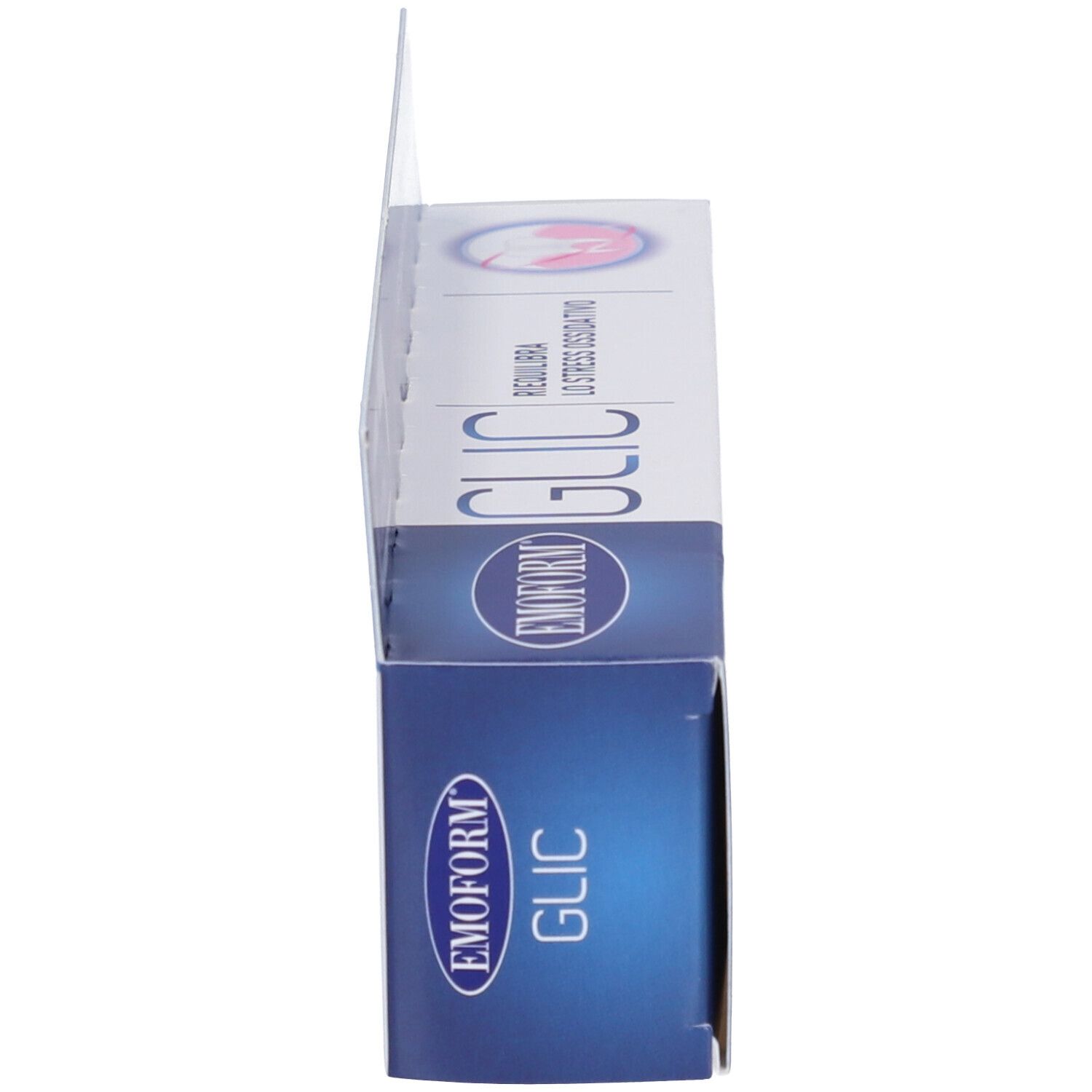 EMOFORM GLIC Verpackung mit Text 'REDUZIERT DEN STRESS'.