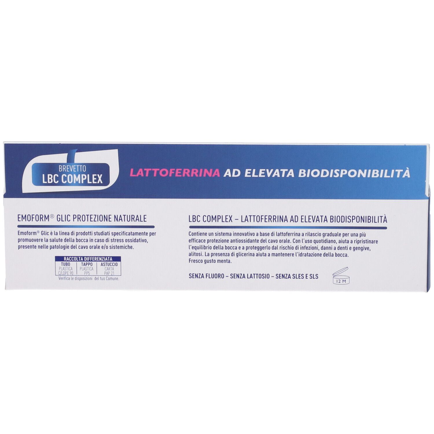 LBC COMPLEX Lattoferrina mit hoher Bioverfügbarkeit, EMOFORM Glic Natürlicher Schutz.