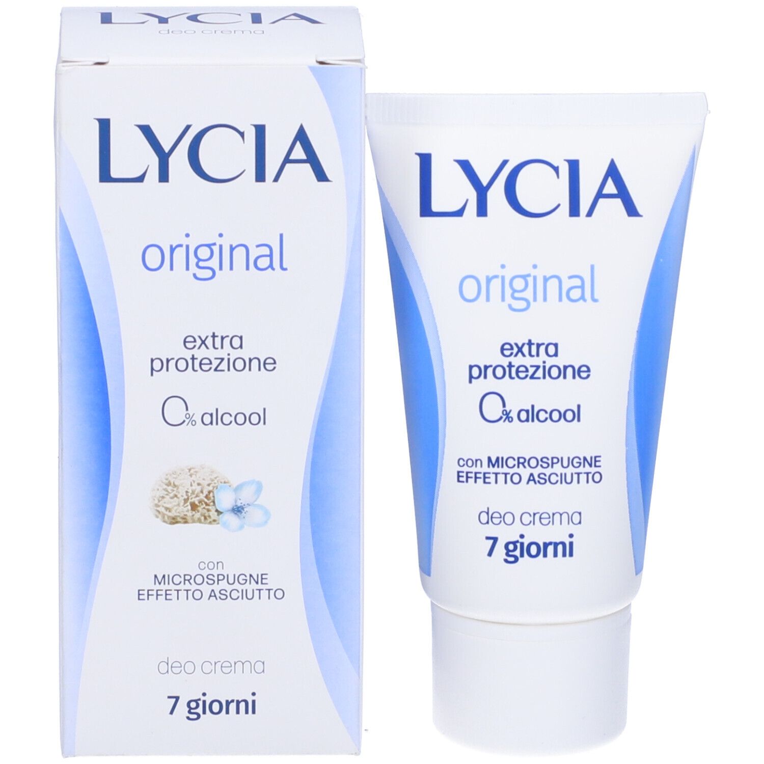 Lycia Original Deo Creme Tube und Karton. 0% Alkohol, 7 Tage Schutz.