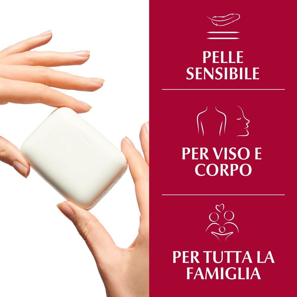 Mani che tengono il pane dermatologico Eucerin pH5. Per pelle sensibile, viso e corpo, per tutta la famiglia.