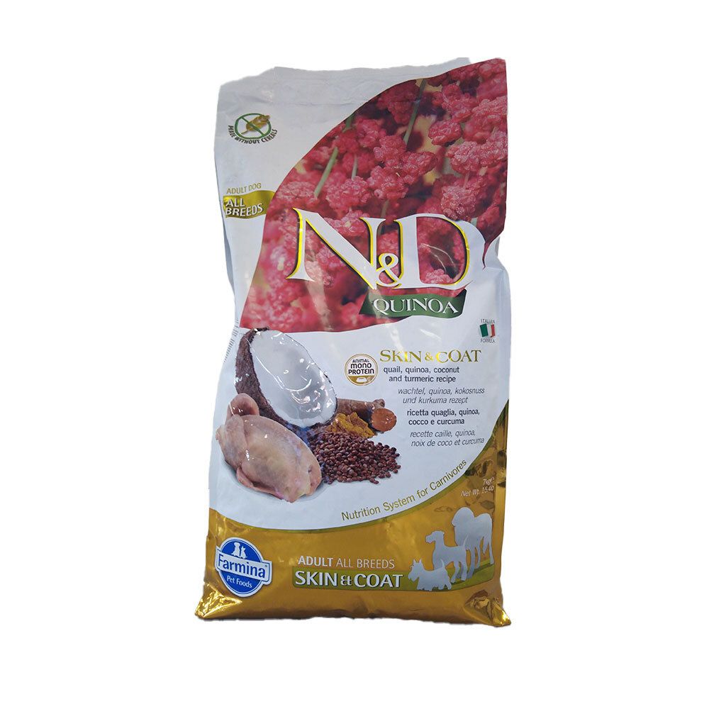 Trockenfutter Farmina N&D Quinoa - Skin & Coat - Wachtel - Hund Adult