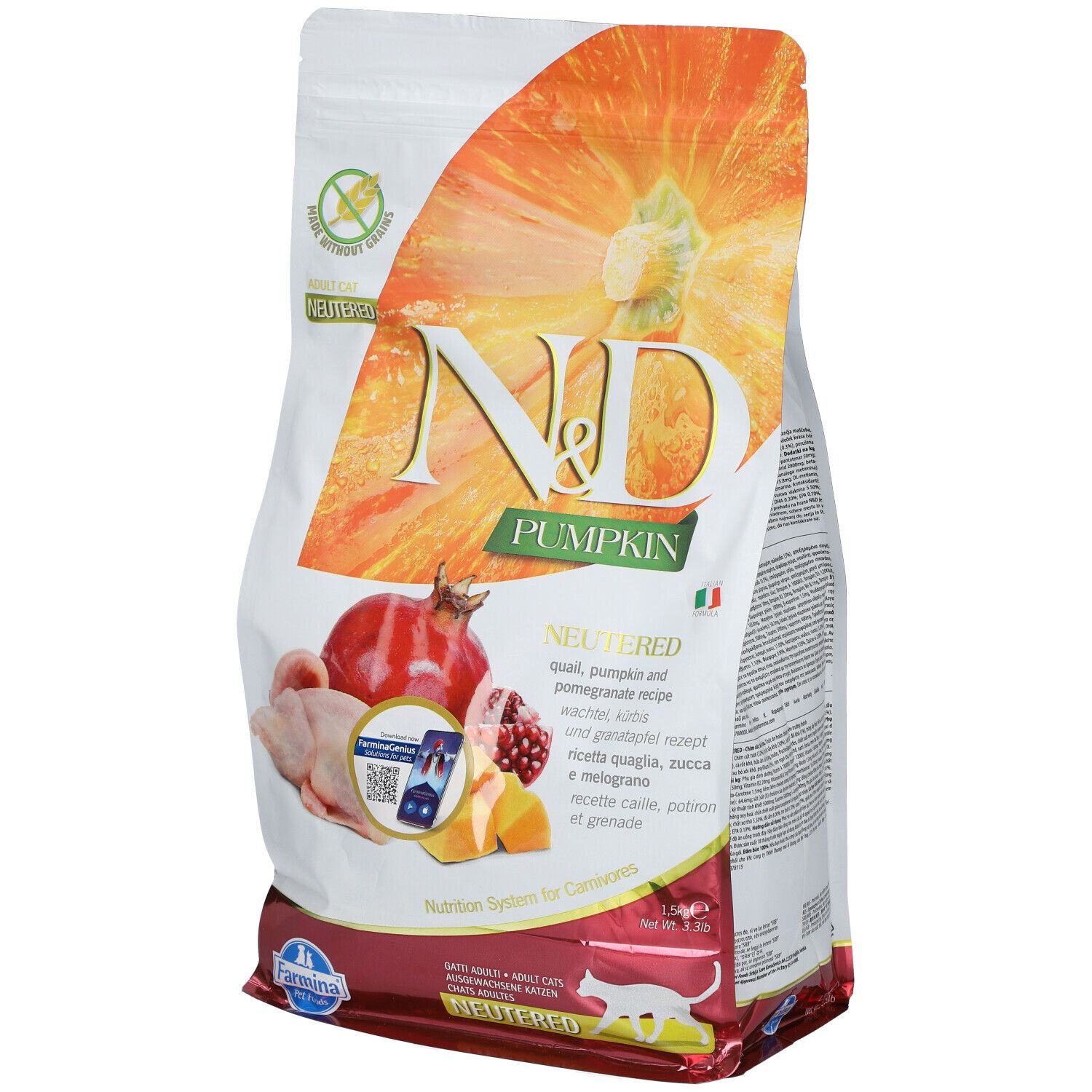 Farmina® N&D Pumpkin Quail and Pomegranate Neutered 1500 g Pellets