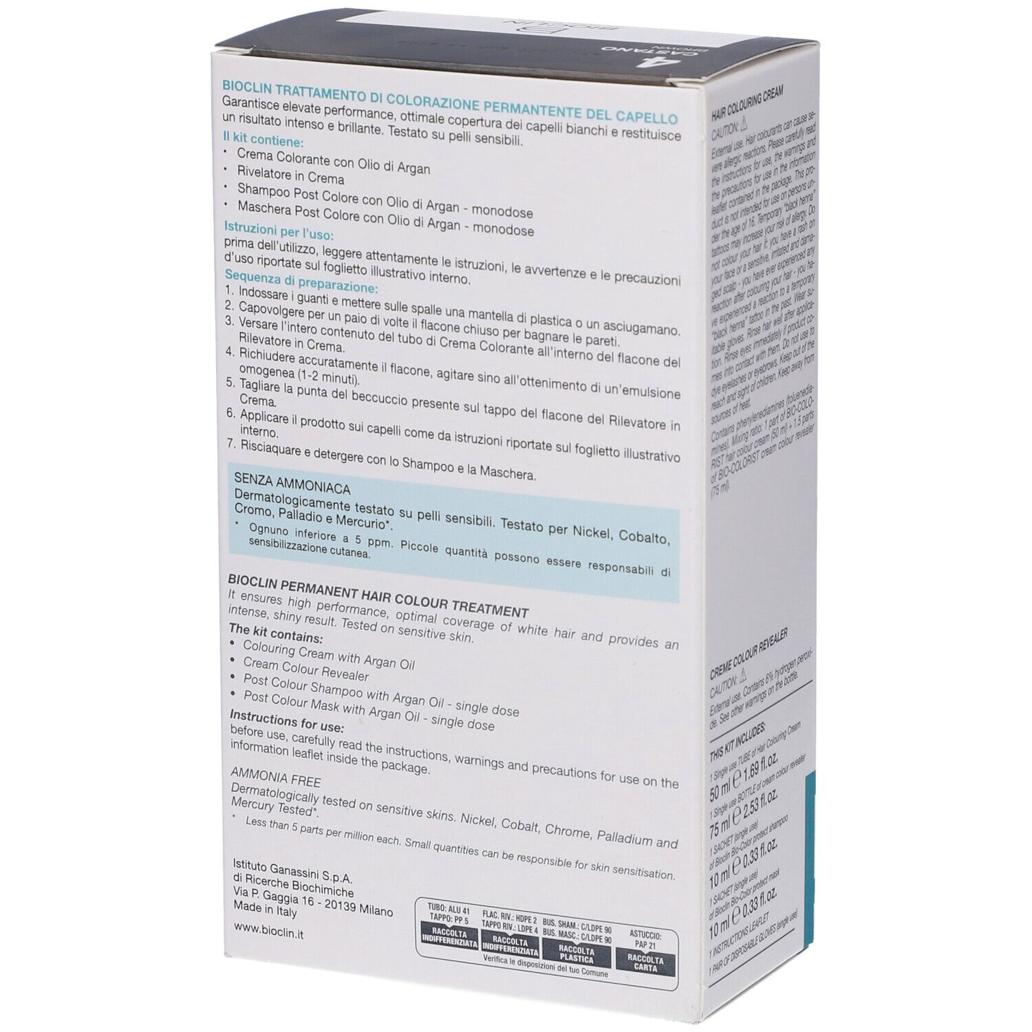 Verpackung für permanente Haarfarbe mit Arganöl, ammoniakfrei.
