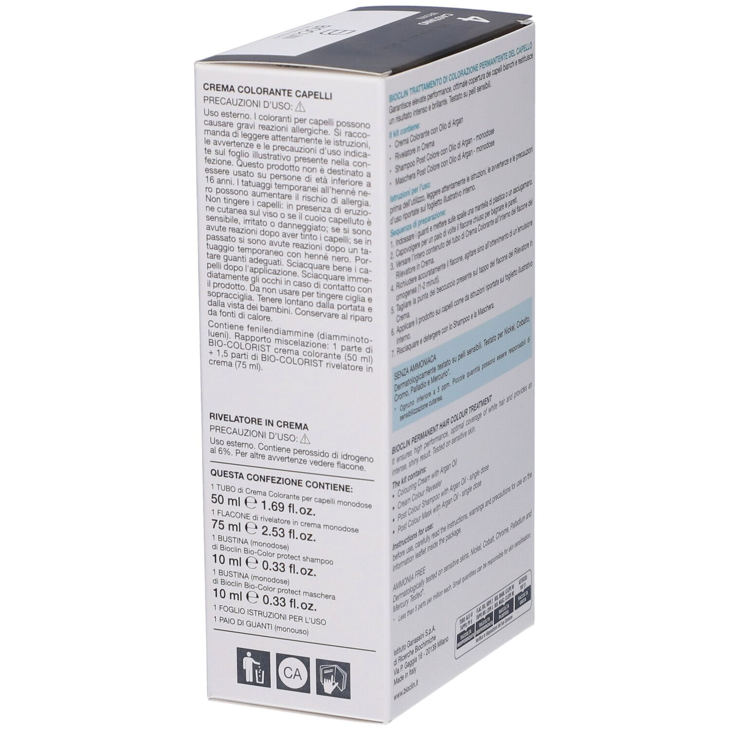 Verpackung für permanente Haarfarbe mit Anweisungen und Inhaltsangaben.