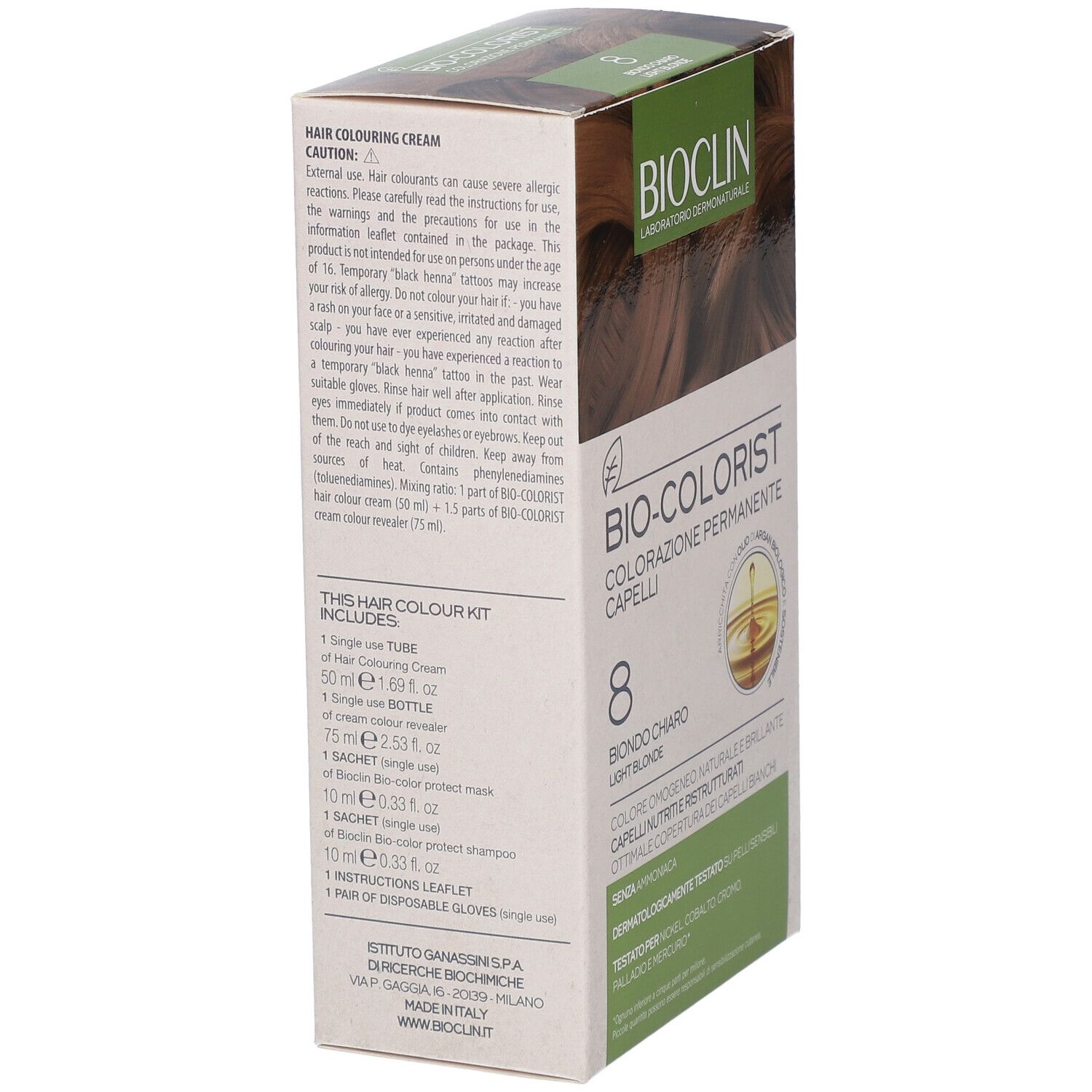 Bioclin Bio-Colorist Haarfarbenkarton, Farbton 8 Hellblond.