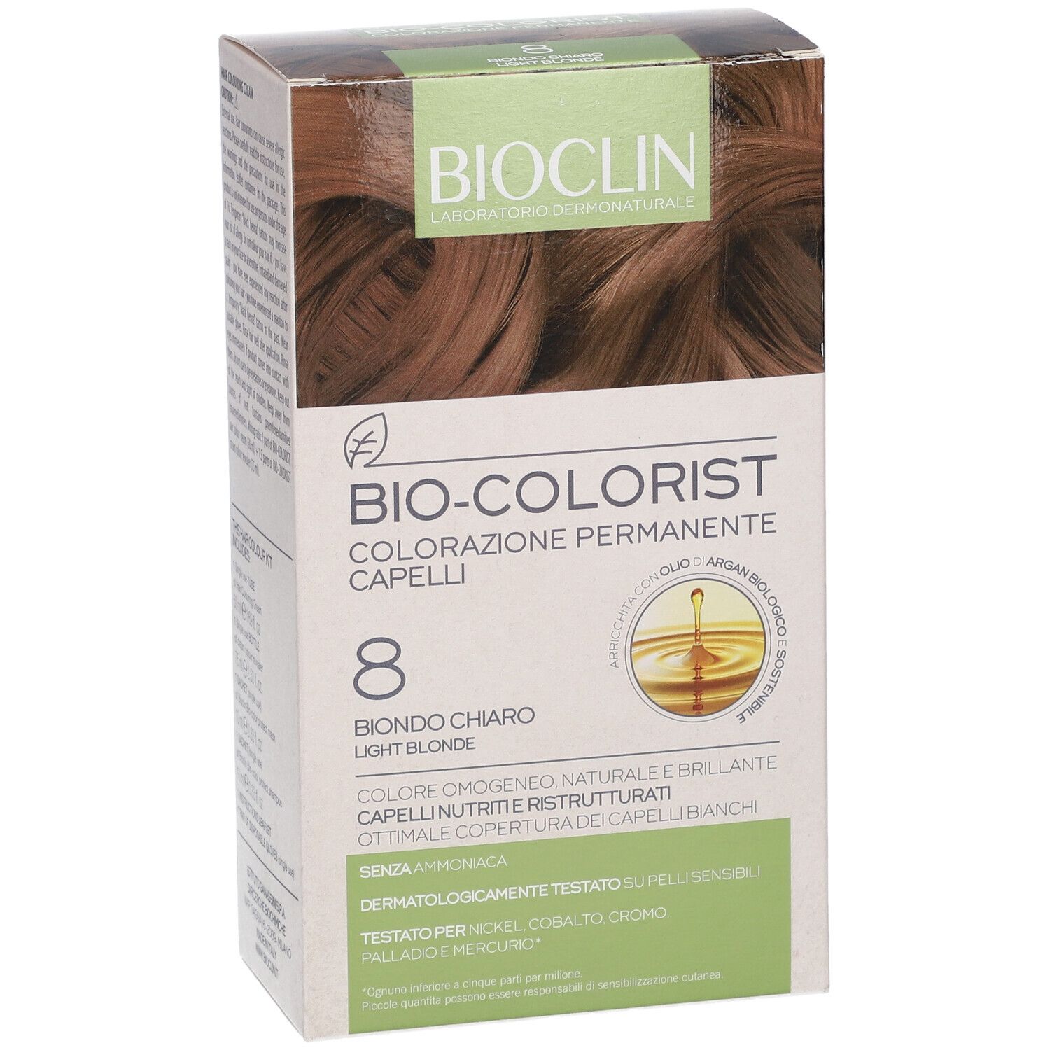 Bioclin Bio-Colorist Haarfarbe, Hellblond, Nr. 8, ammoniakfrei.