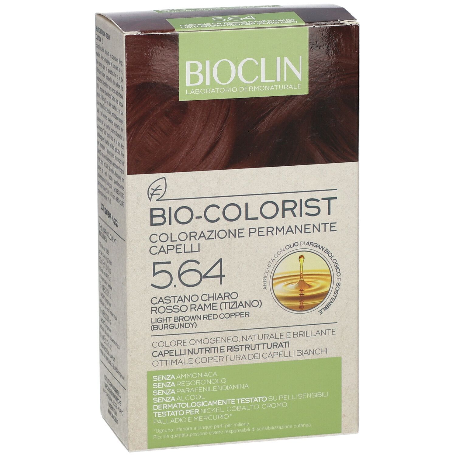 BIOCLIN Bio-Colorist 5.64. Confezione di colorazione per capelli. Tonalità: Castano Chiaro Rosso Rame (Tiziano).