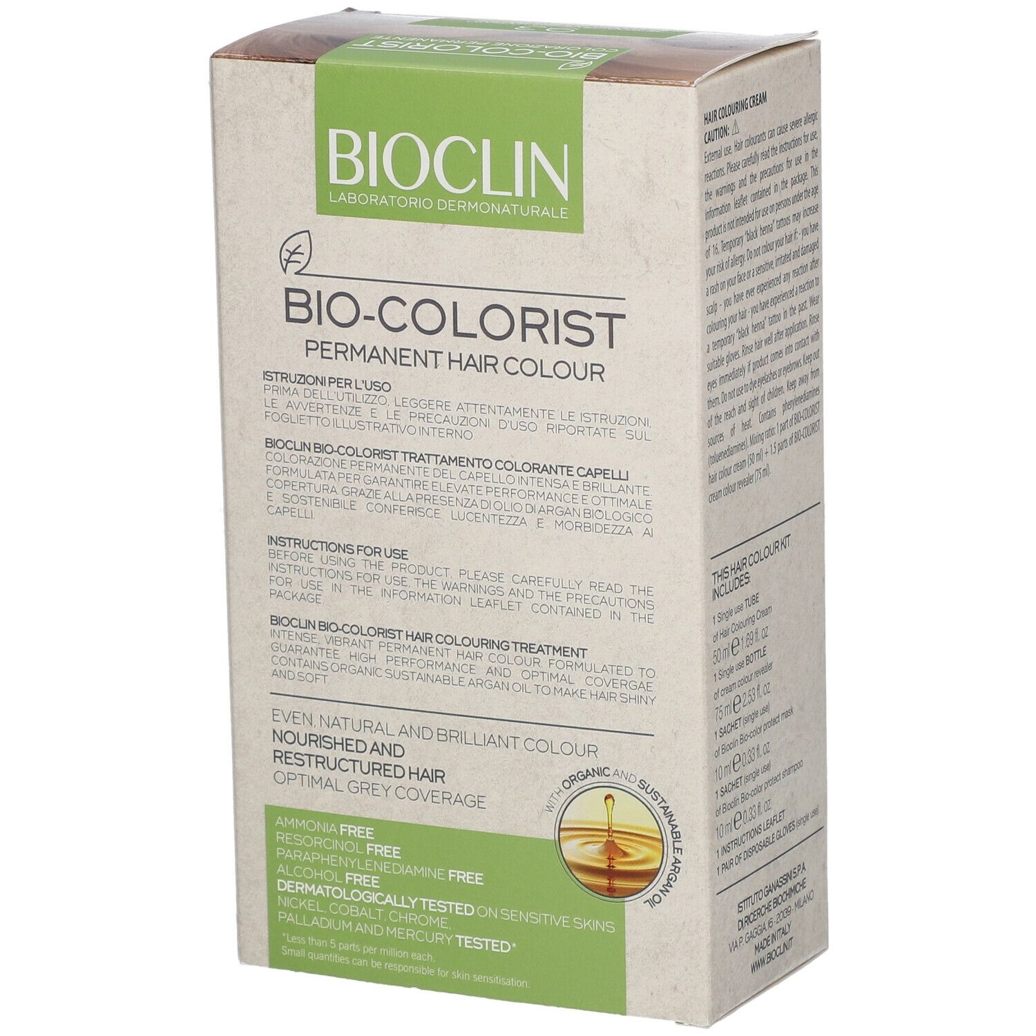 Lato della confezione BIOCLIN Bio-Colorist 9.3. Testo: Permanent Hair Colour, Even Natural and Brilliant Colour.