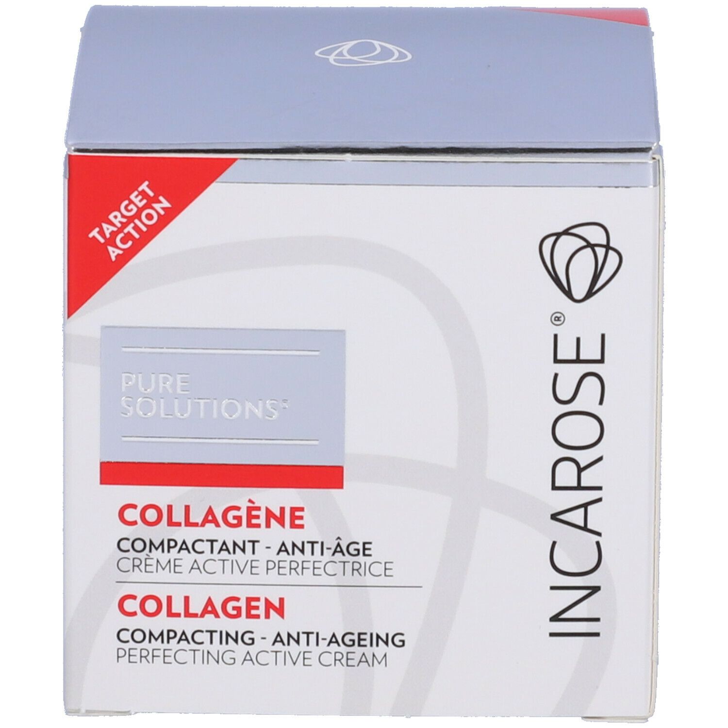 Scatola con testo: "Collagen", "Incarose" e "Pure Solutions".