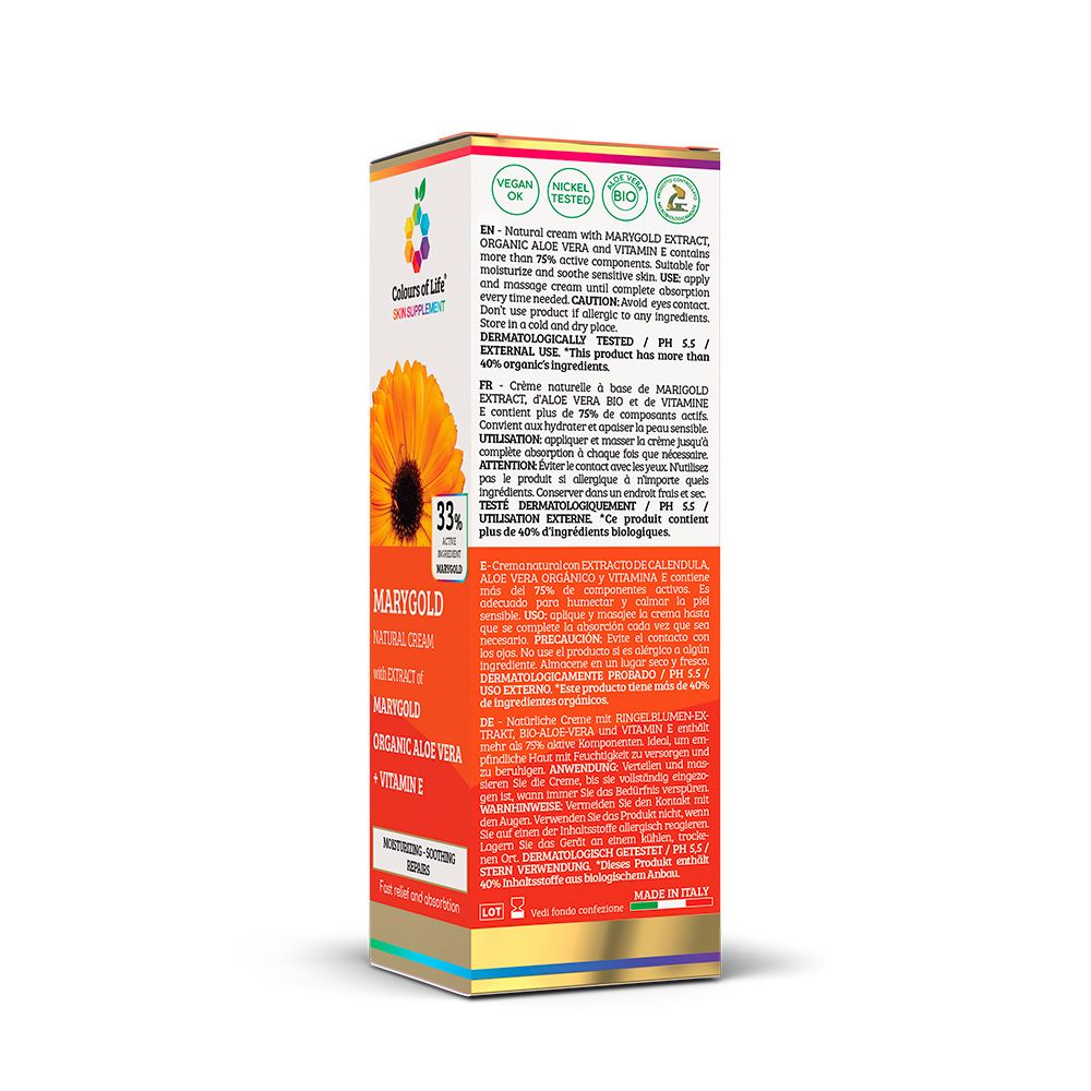 Rückseite der Produktverpackung. Text in mehreren Sprachen. Enthält Informationen zu Inhaltsstoffen und Anwendung.