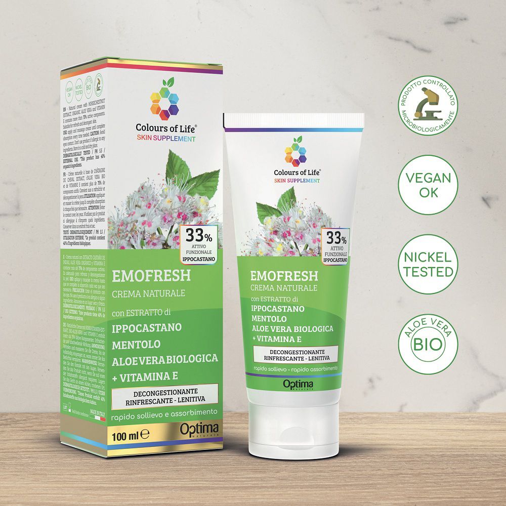 Colours of Life Emofresh Creme: Tube und Karton. Vegan, Nickel-getestet, Bio-Aloe Vera. 100 ml.