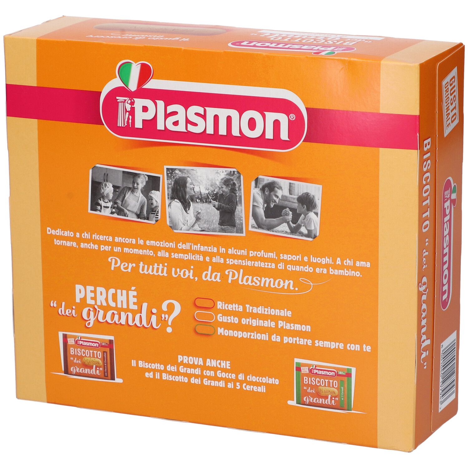Retro confezione Plasmon Biscotti dei Grandi con foto di famiglia.