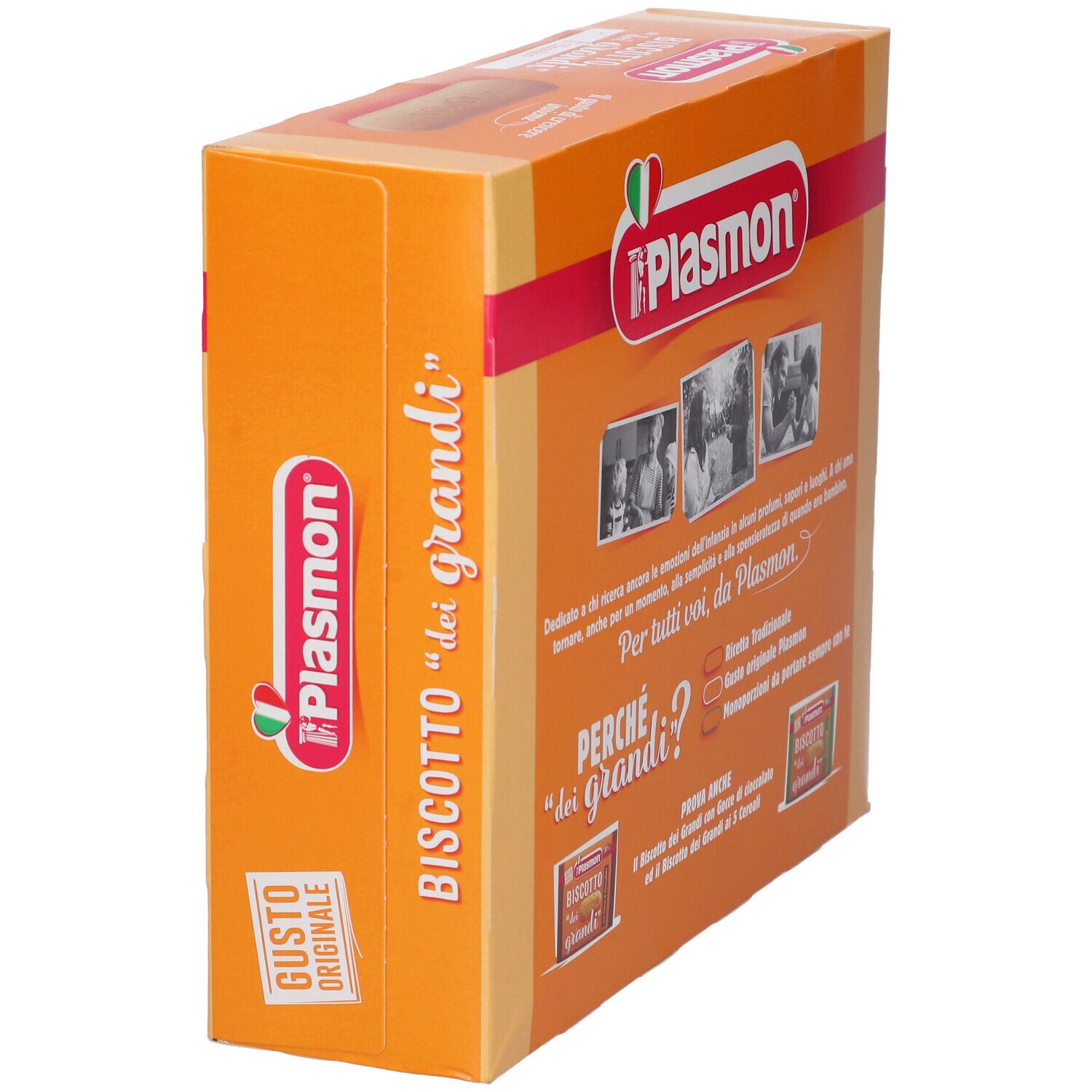 Confezione Plasmon Biscotti dei Grandi, vista laterale obliqua.