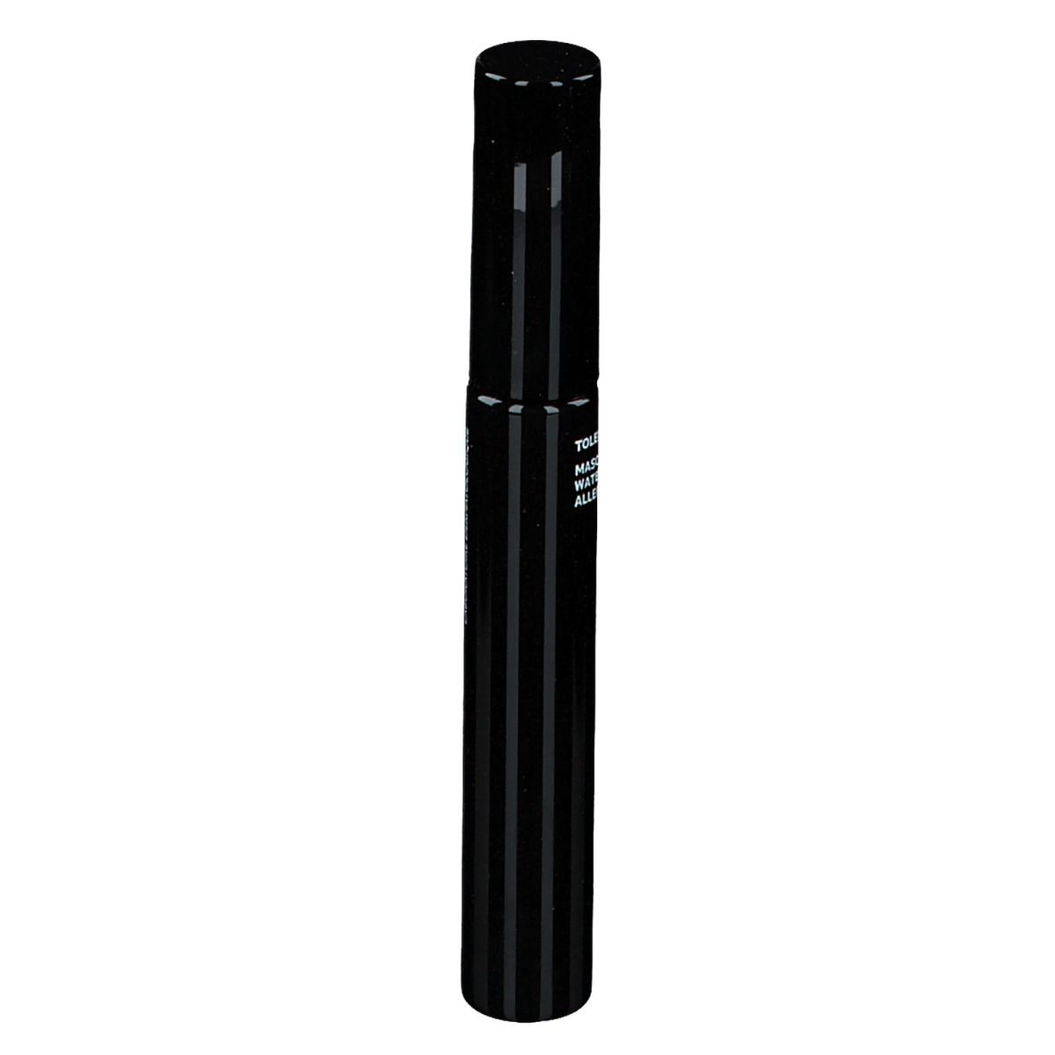 Schwarze Mascara-Tube mit schwarzem Deckel. Auf der Tube steht 'TOLERIANE MASCARA WATERPROOF ALLERGY-TESTED'.