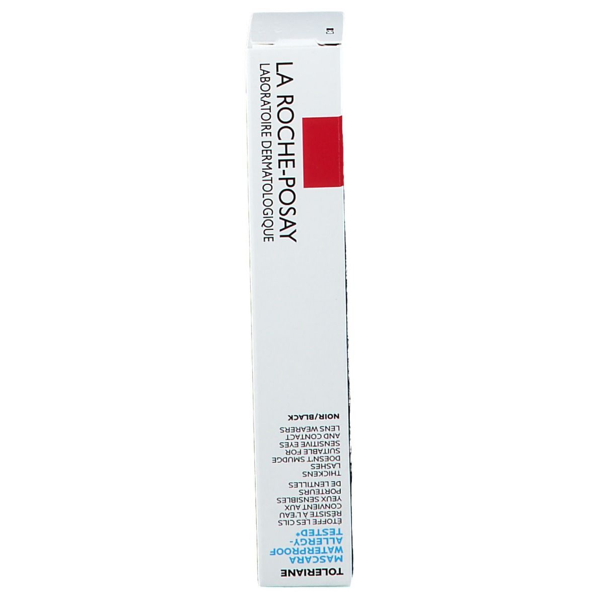 Verpackung des Mascaras. Weiß mit rotem Akzent. Auf der Verpackung steht 'LA ROCHE-POSAY'.