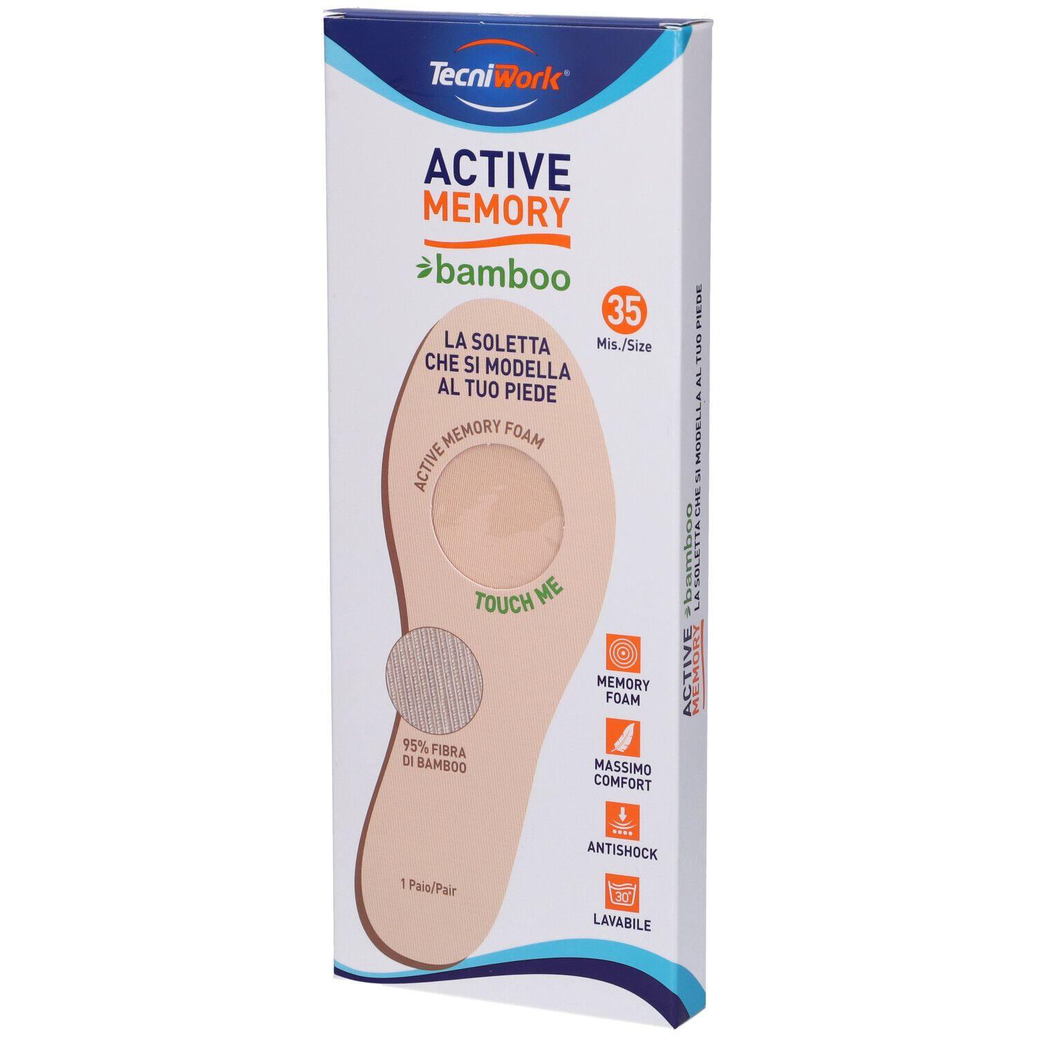 Active Memory Bamboo - 1 Paio Solette In Fibra Di Bambù Misura 35 - Immagine 7