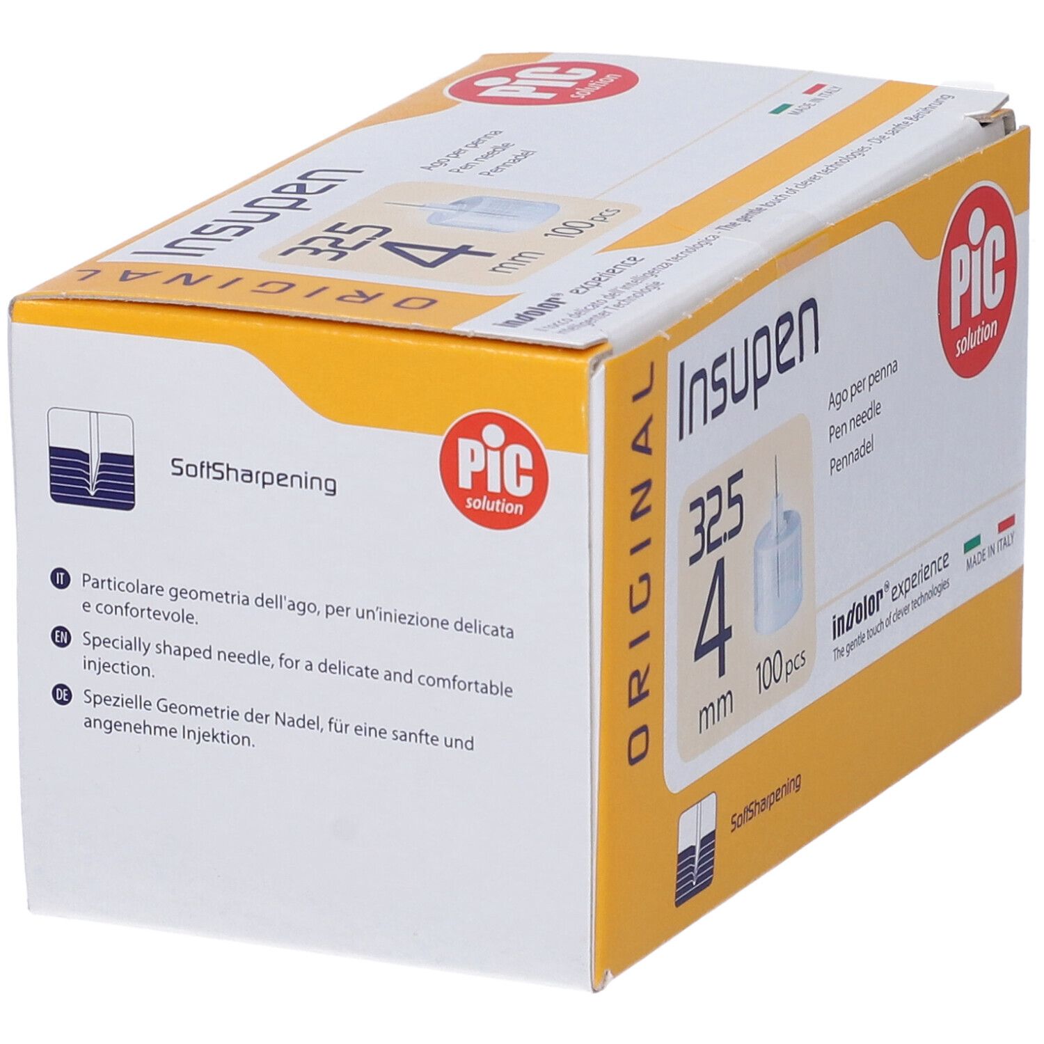 Packung mit 100 Insupen Pen-Nadeln, 32.5G, 4mm.