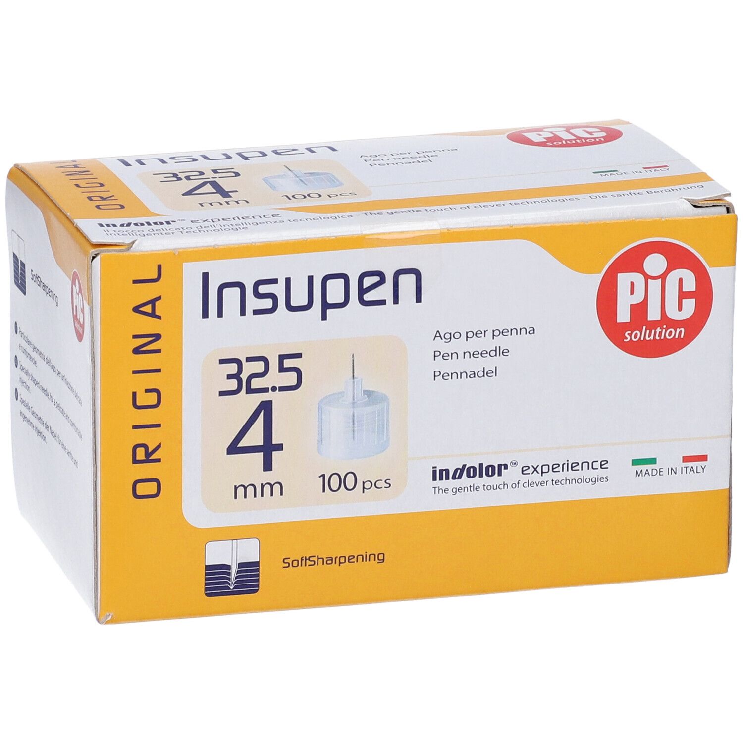 Packung mit 100 Insupen Pen-Nadeln, 32.5G, 4mm.