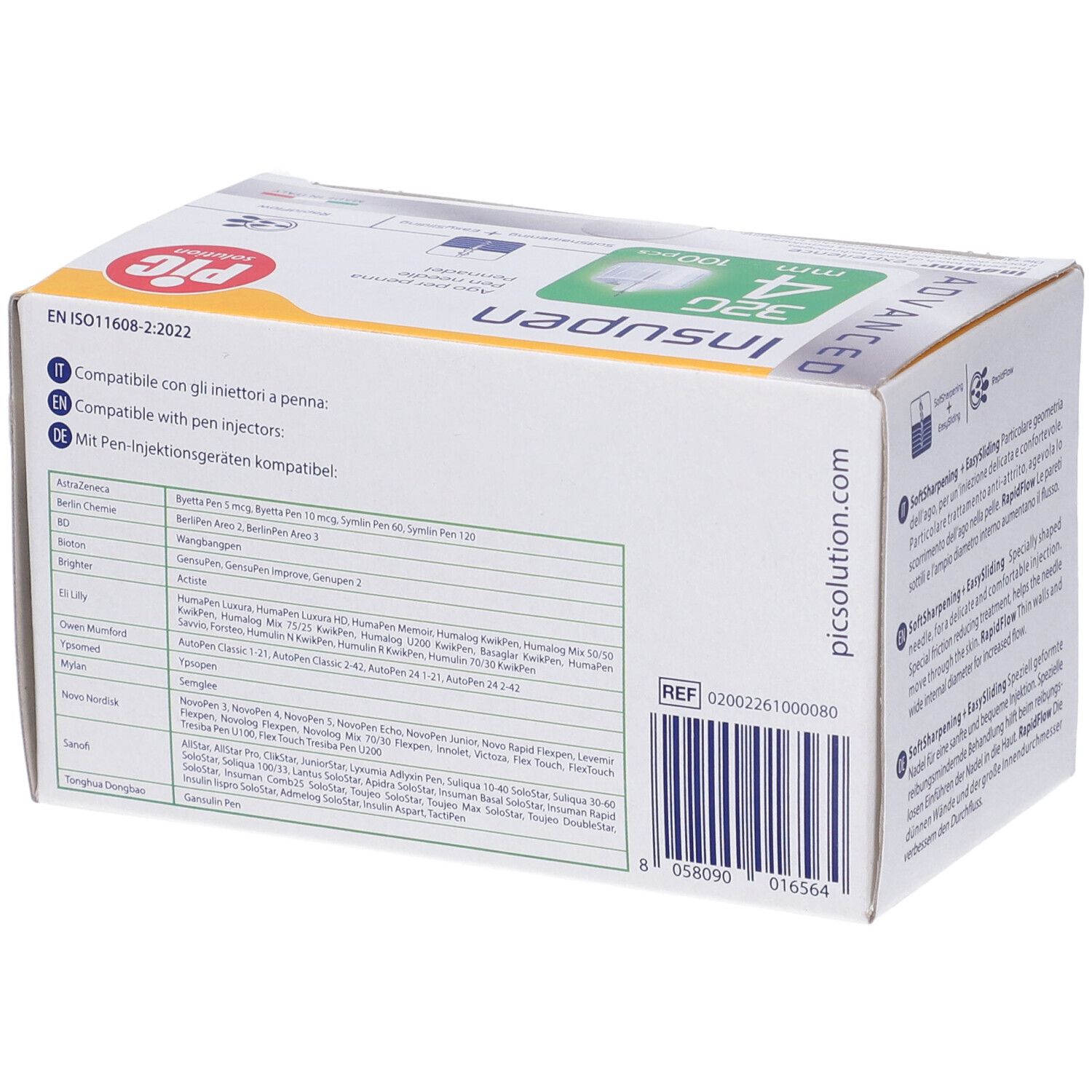 Packung mit 100 Insupen 32G 4mm Pen-Nadeln.