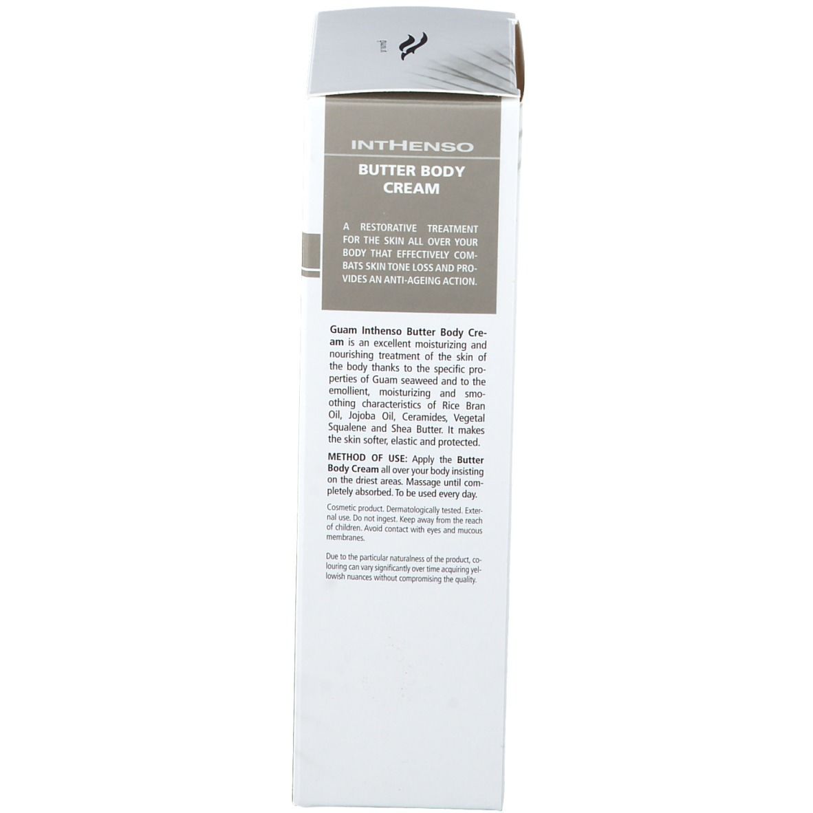 GUAM® Inthenso Burro Crema Corpo. Confezione. Testo e descrizione.
