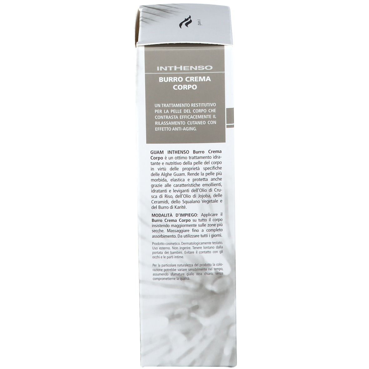 GUAM® Inthenso Burro Crema Corpo. Confezione. Testo e descrizione.