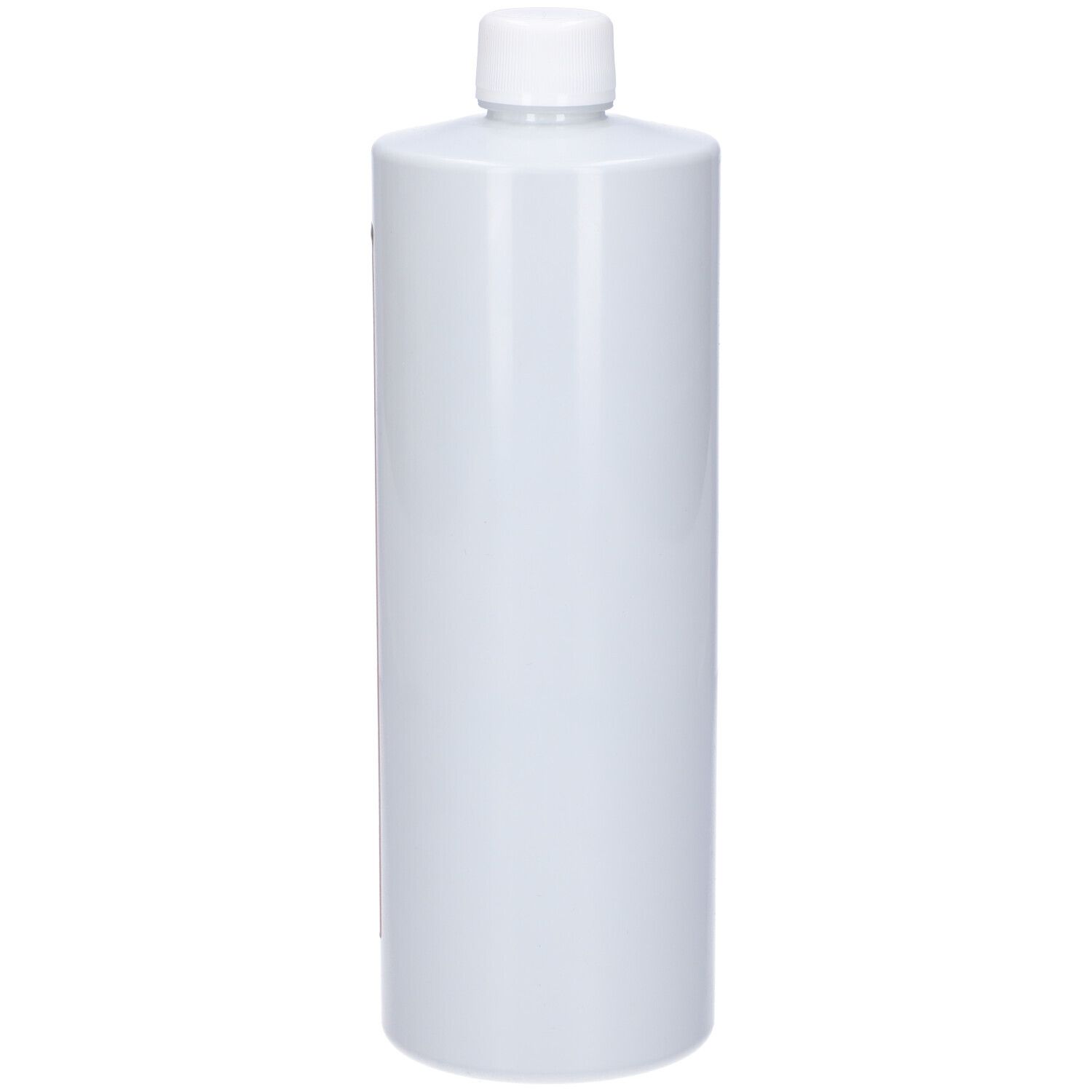 Flacone bianco con tappo bianco. Nessuna etichetta visibile.